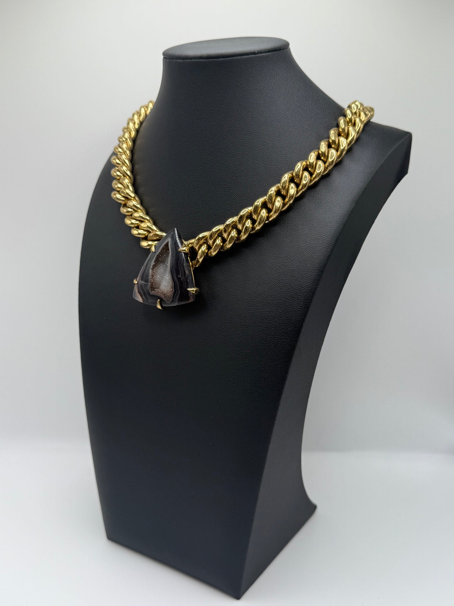 Black Agate Druzy Chain