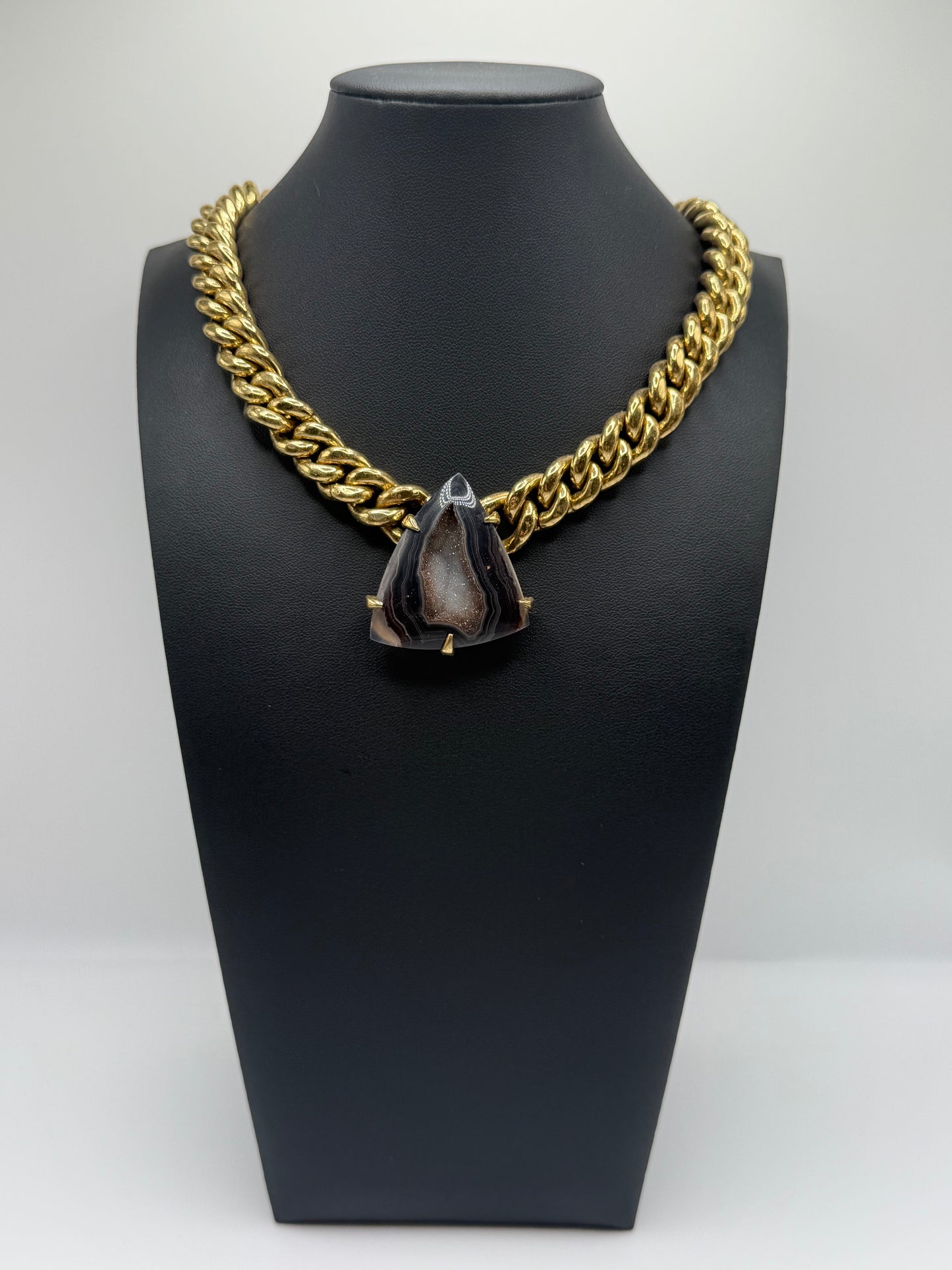 Black Agate Druzy Chain