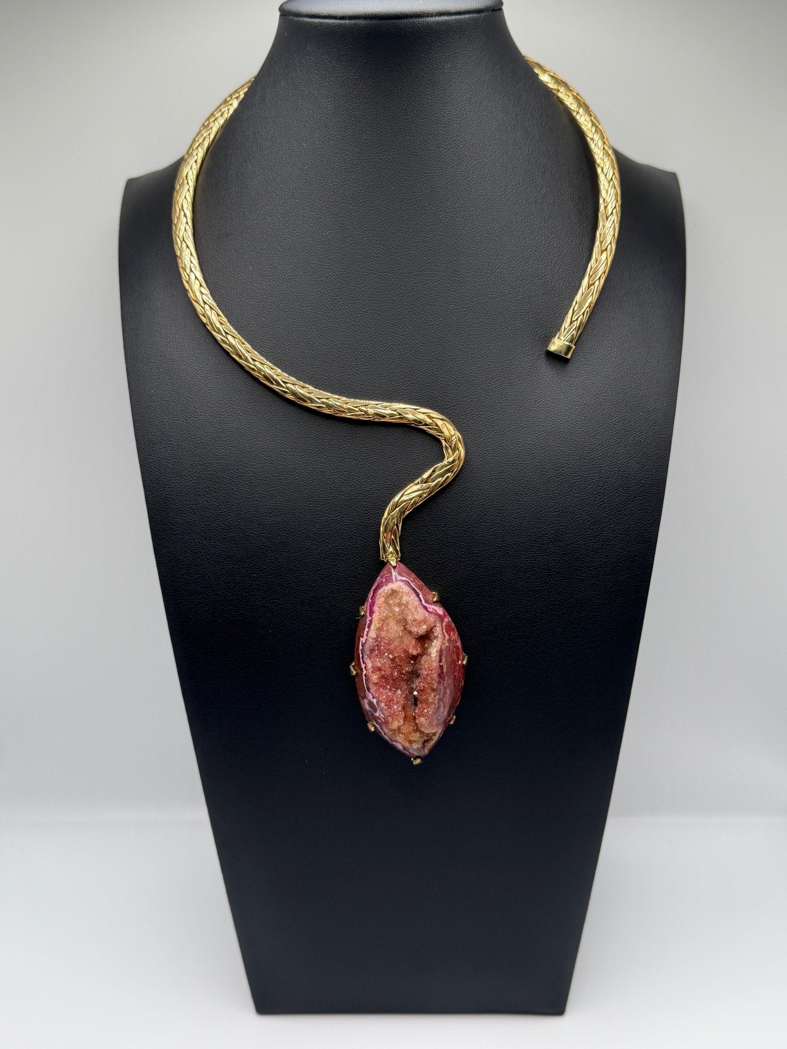 asymmetrical Pink agate druzy - AVA Jewelry