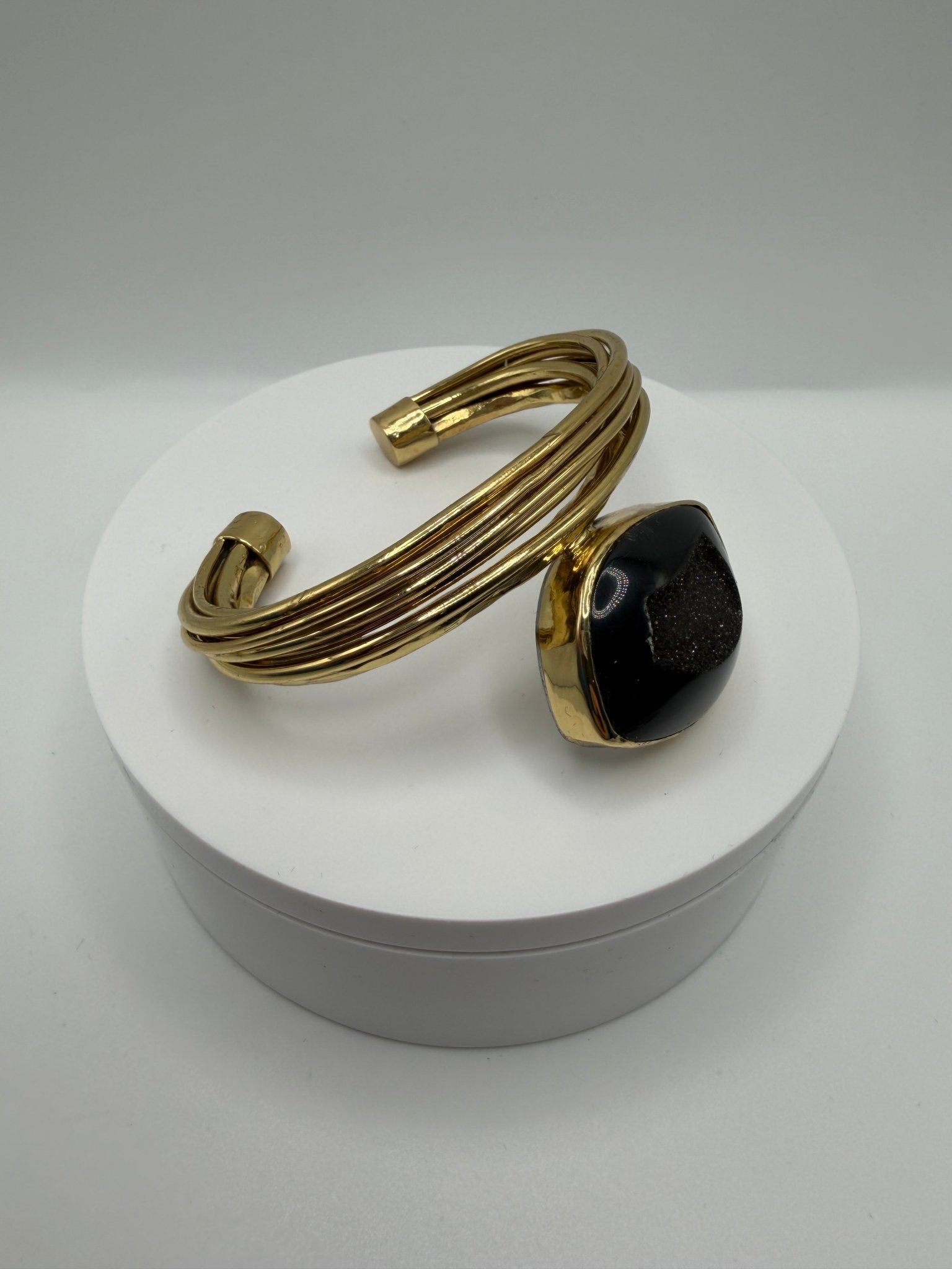 Black agate druzy bangle - AVA Jewelry