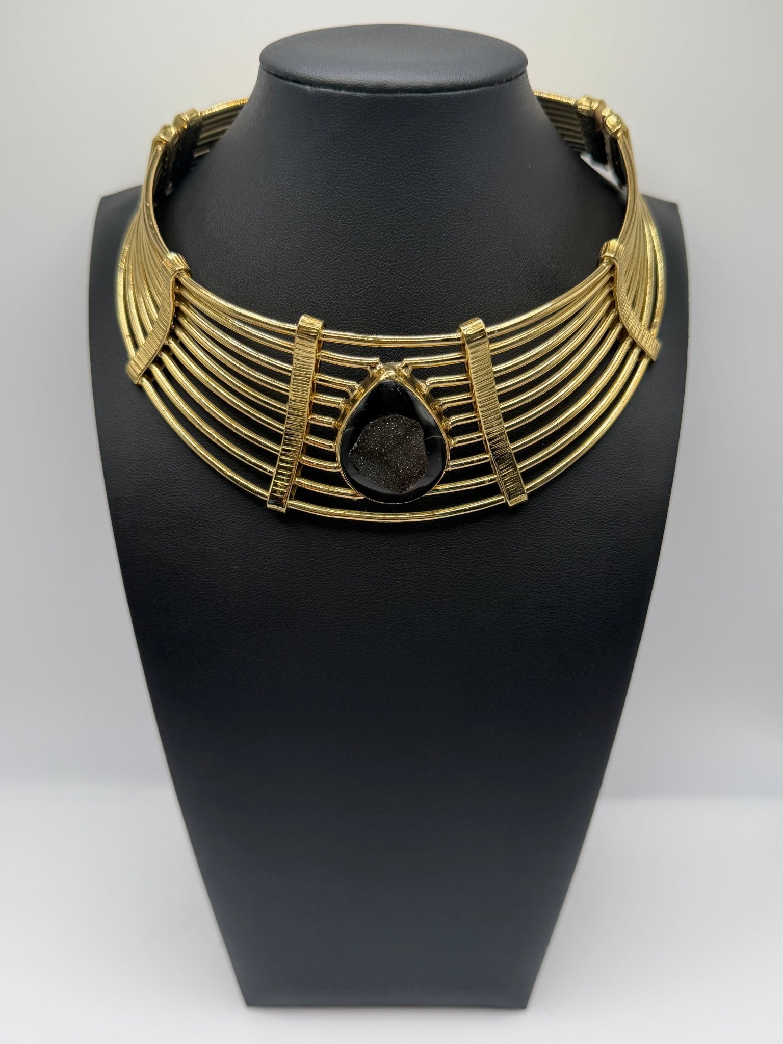 Black agate druzy collar - AVA Jewelry