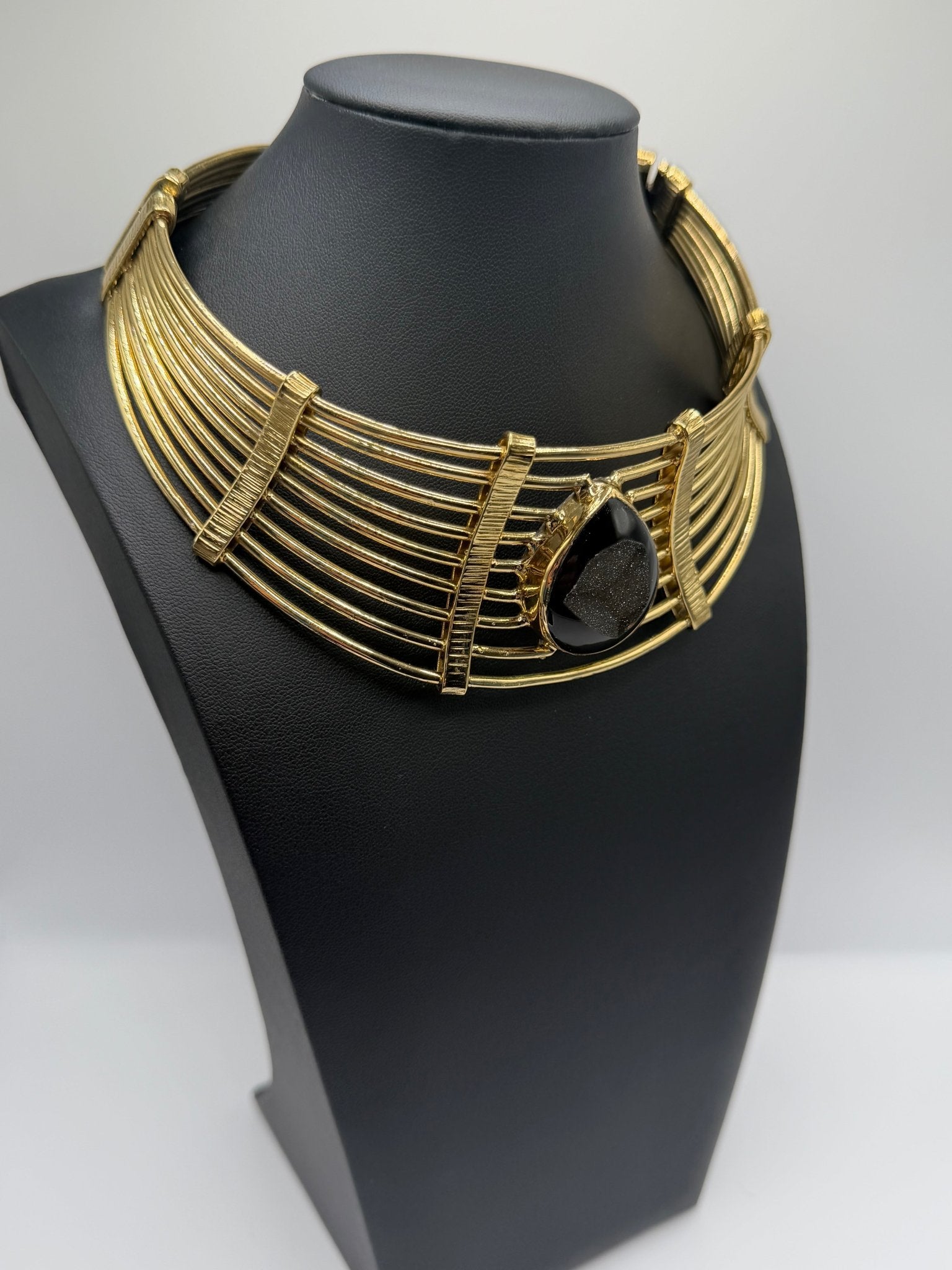 Black agate druzy collar - AVA Jewelry