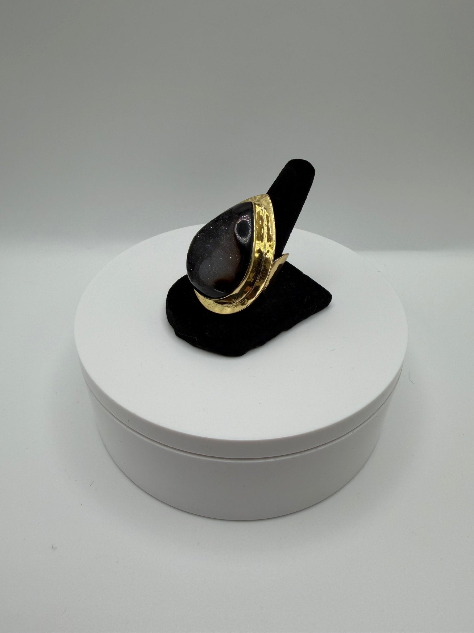 Black Druzy Framed Ring - AVA Jewelry