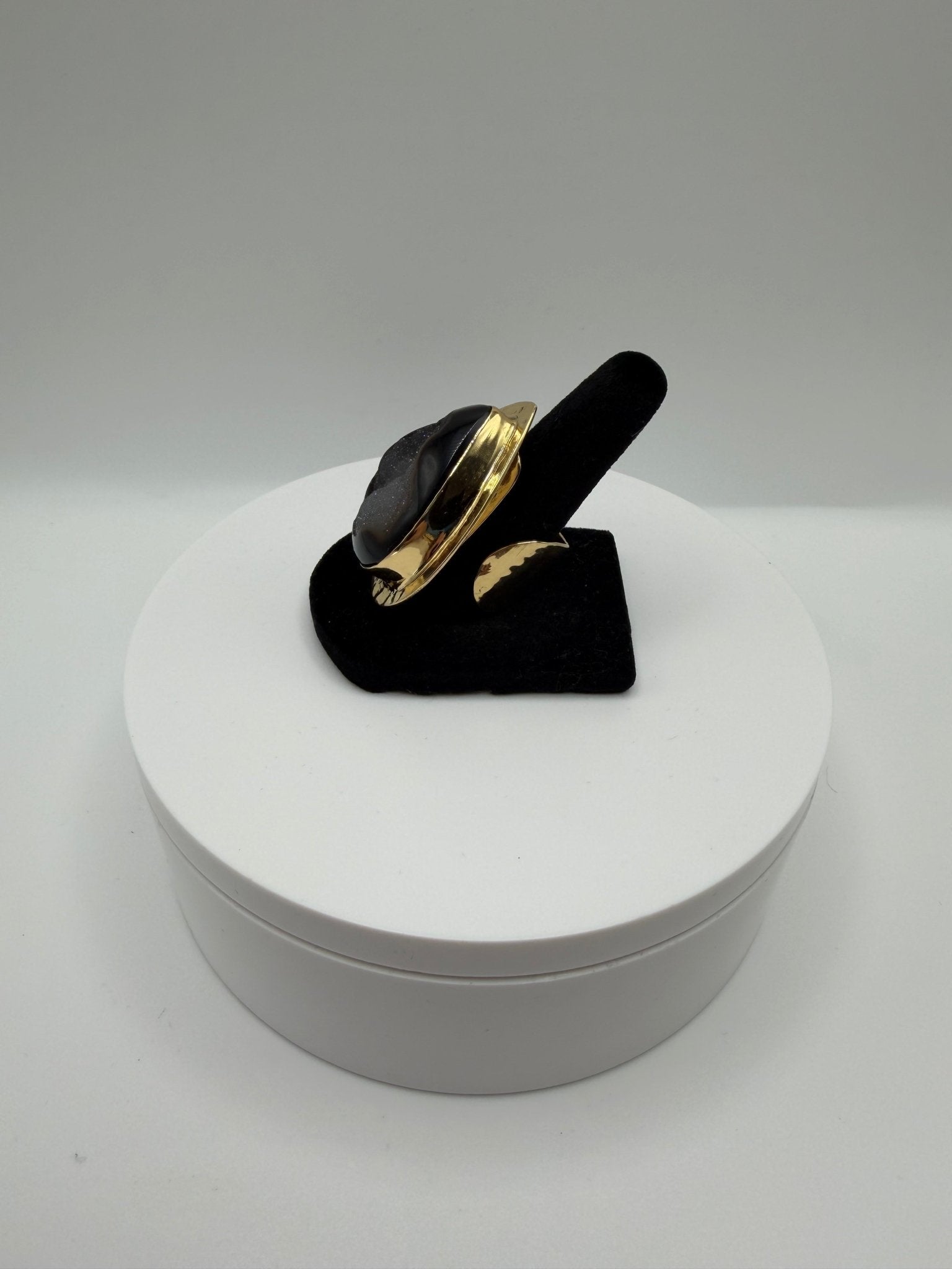 Black Druzy Framed Ring - AVA Jewelry