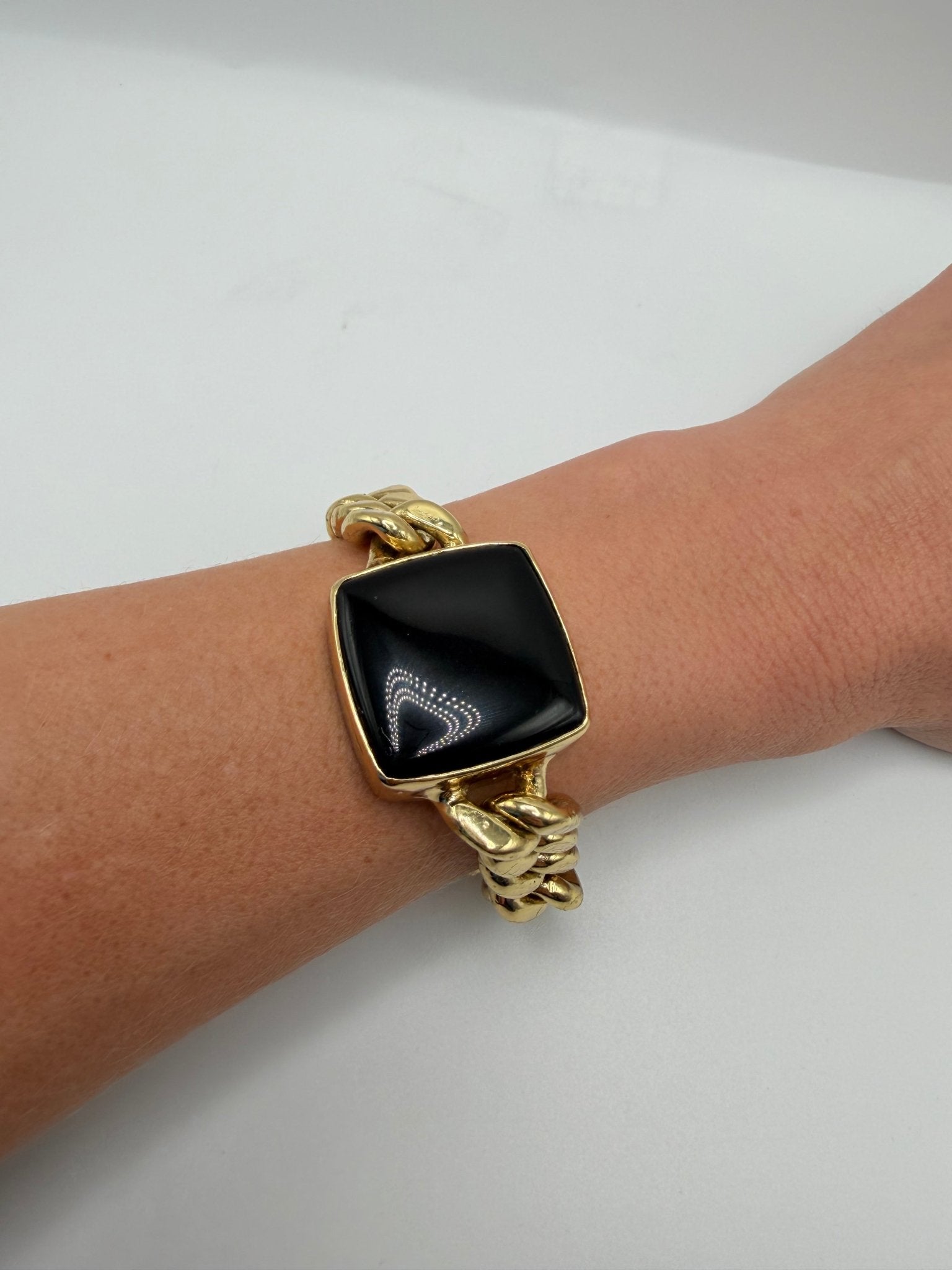 Black obsidian Square Chain Bracelet - AVA Jewelry