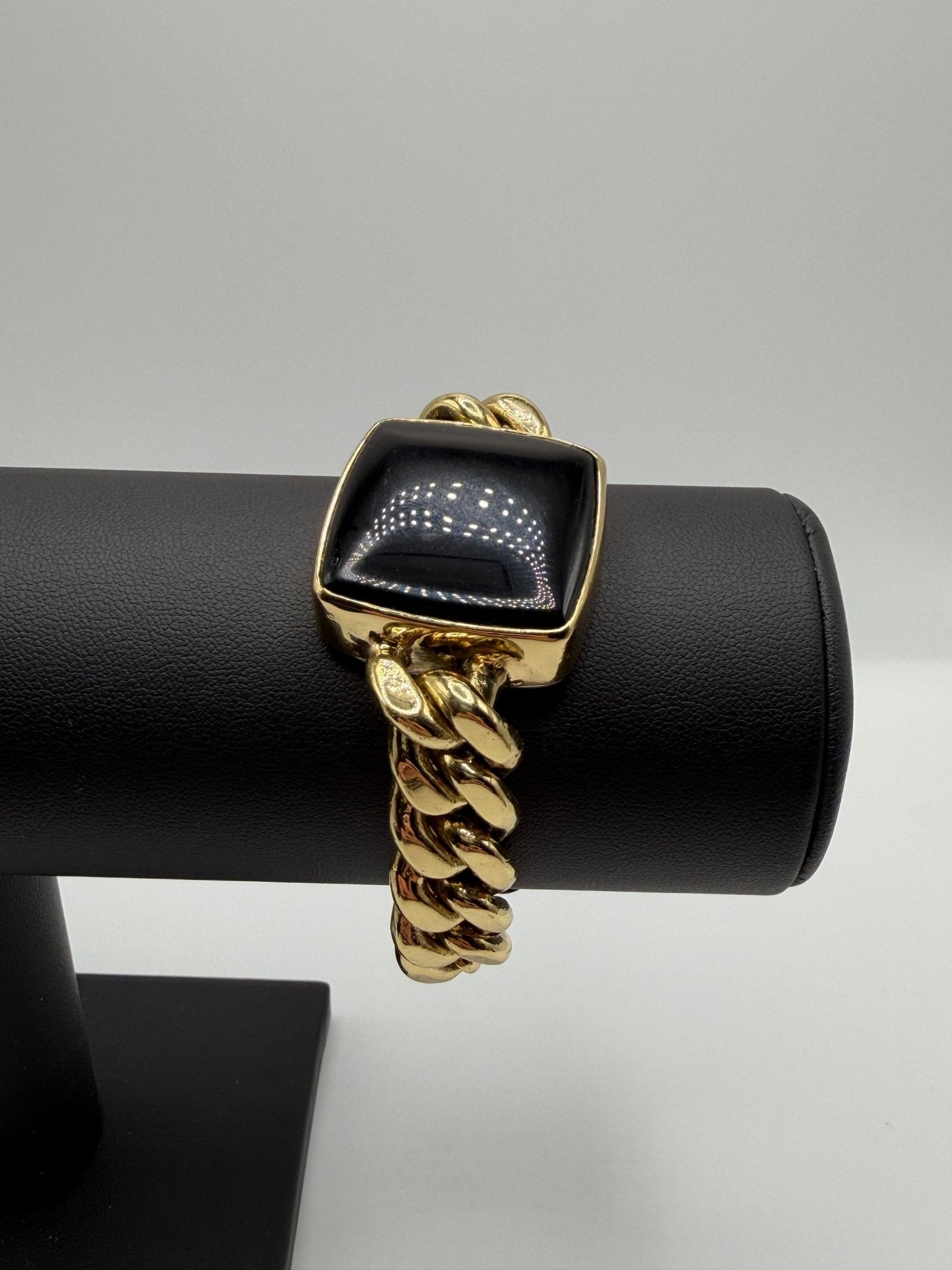 Black obsidian Square Chain Bracelet - AVA Jewelry