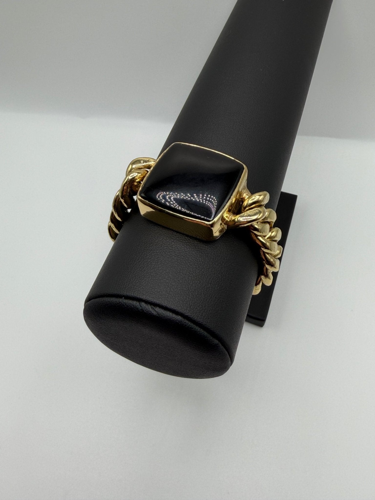 Black obsidian Square Chain Bracelet - AVA Jewelry