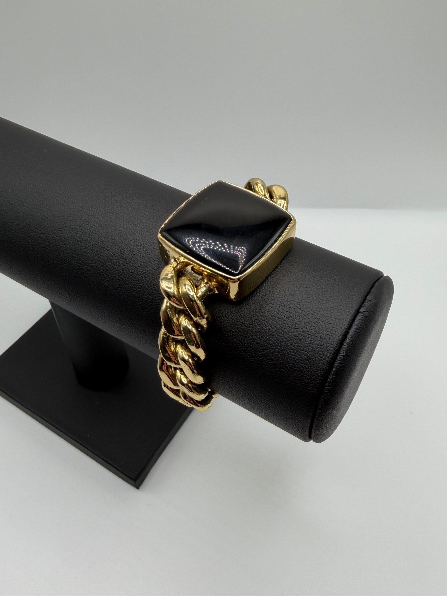 Black obsidian Square Chain Bracelet - AVA Jewelry