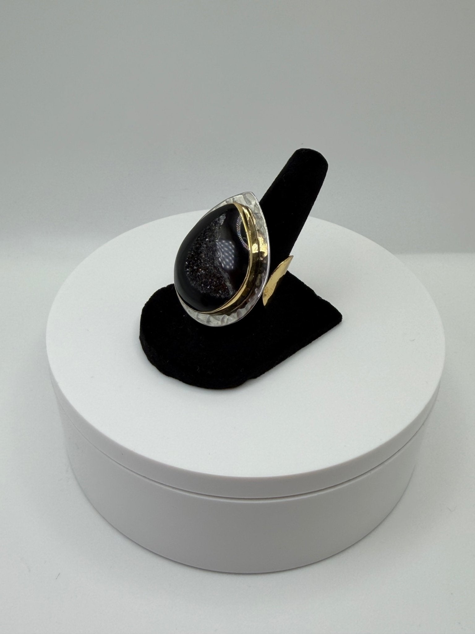 Black oval druzy ring - AVA Jewelry