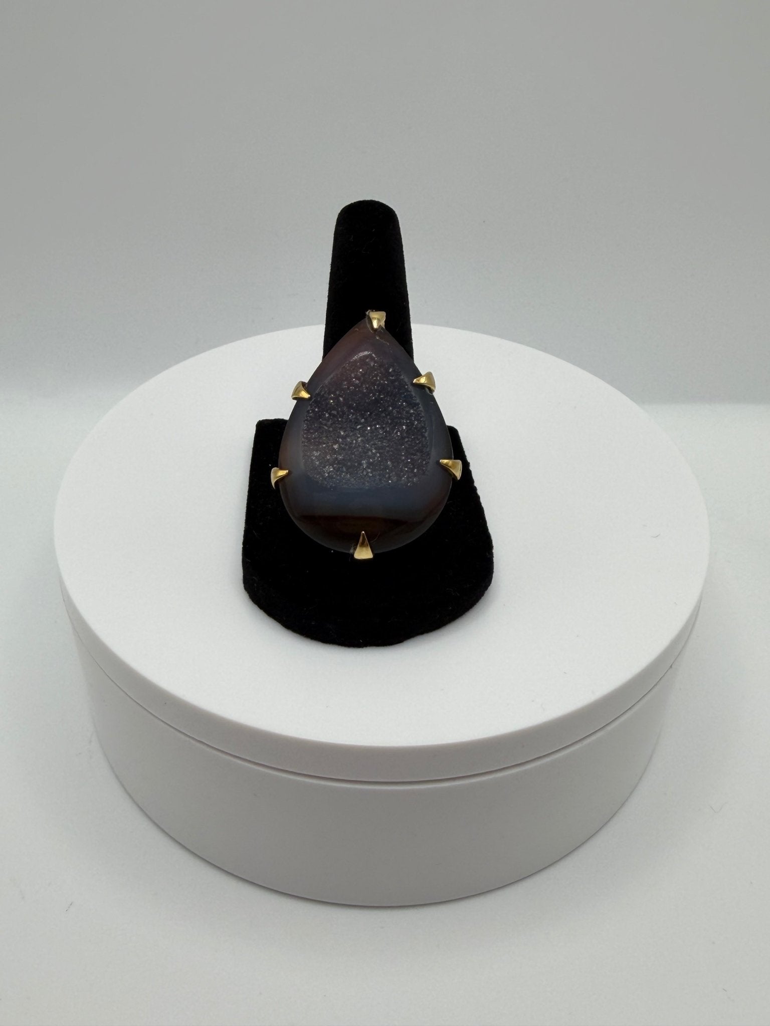 Brown druzy braided ring - AVA Jewelry