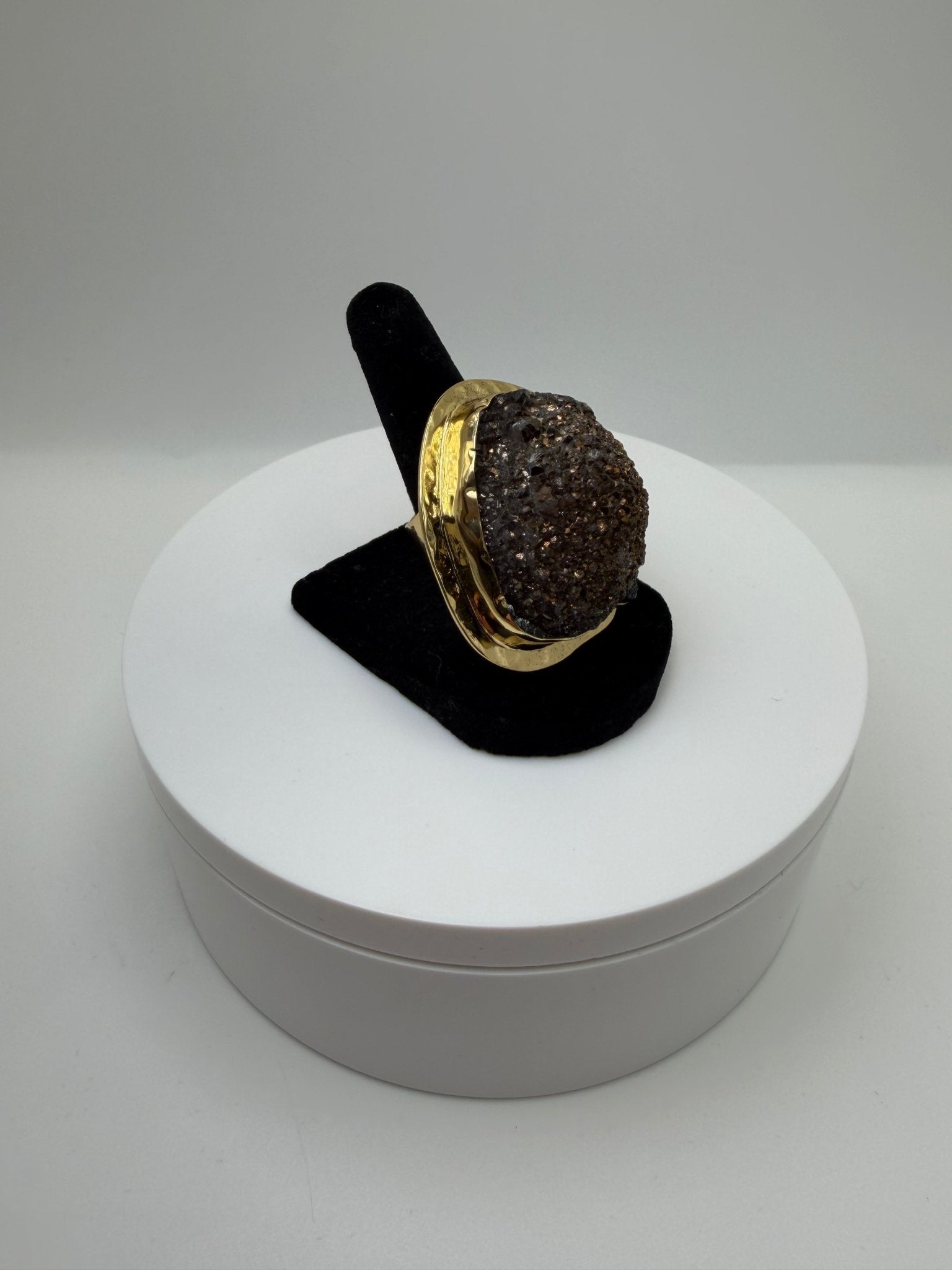 Brown druzy framed ring - AVA Jewelry