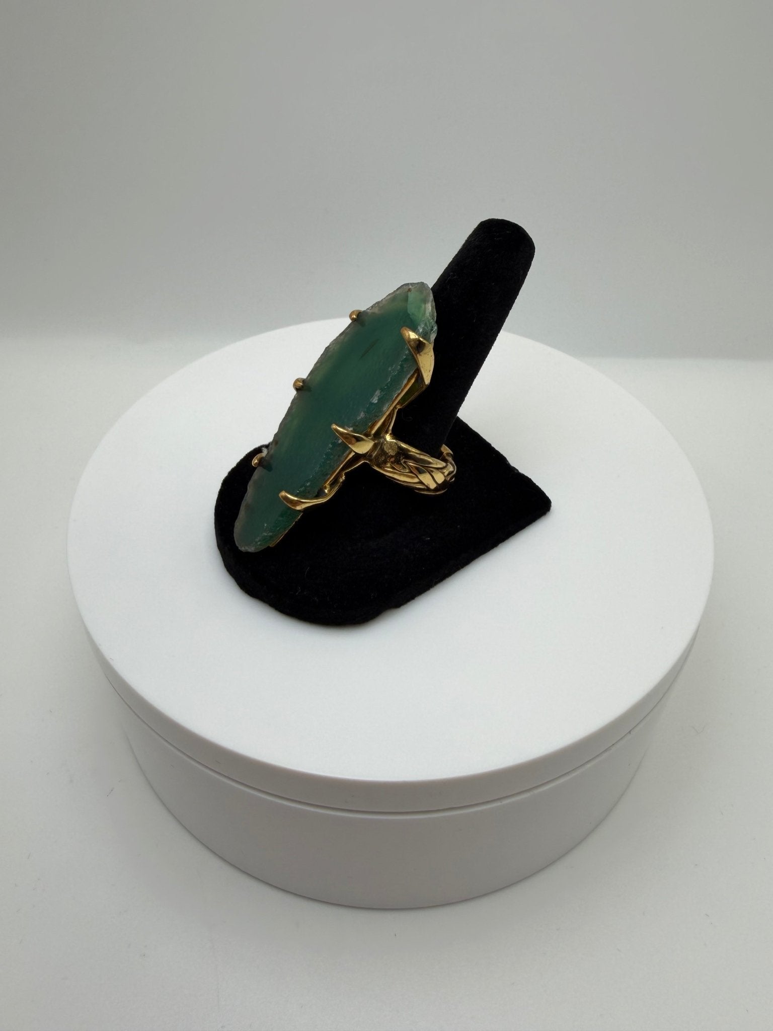 Green agate braided ring - AVA Jewelry