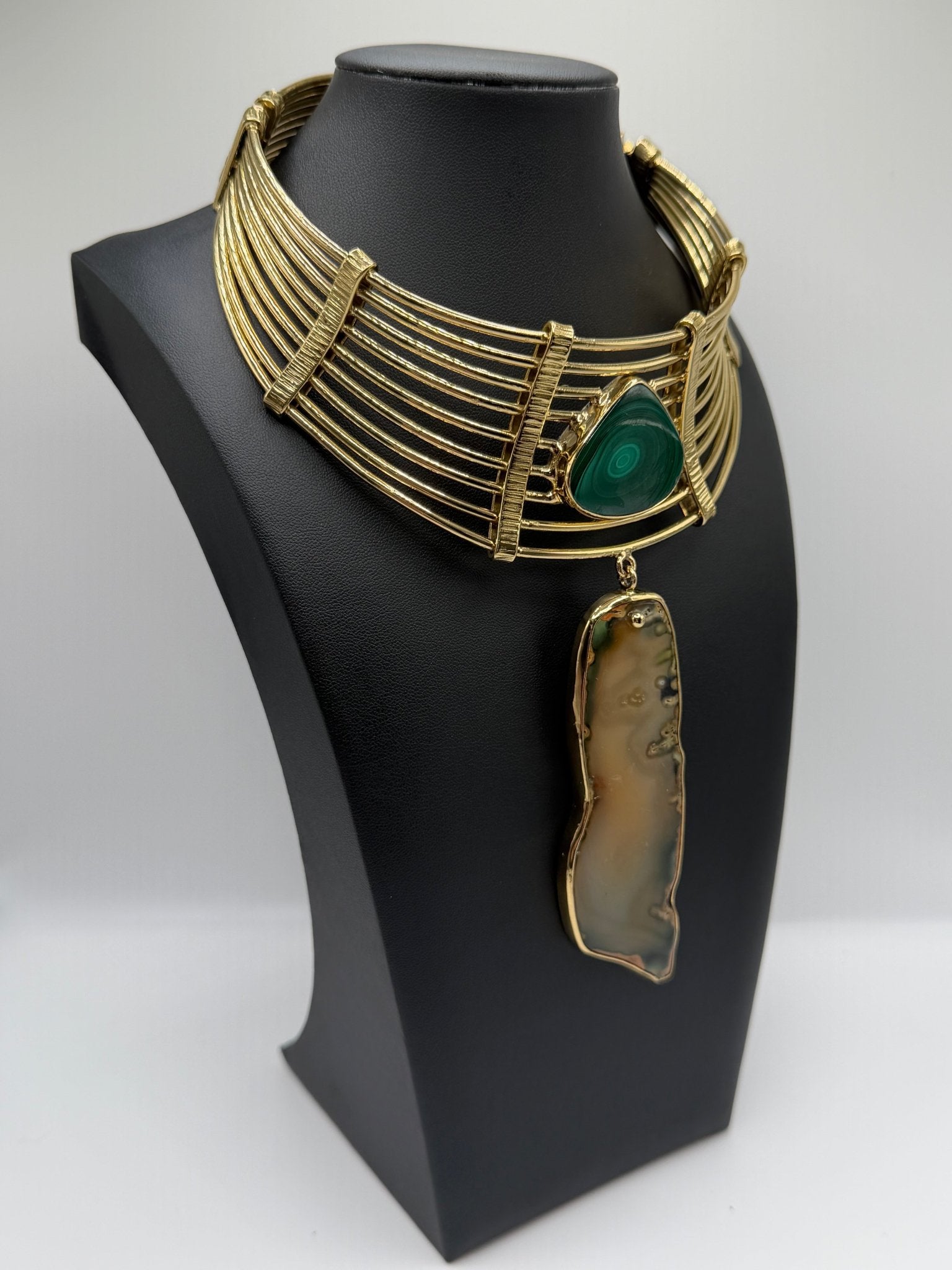 green sea bed jasper drop collar - AVA Jewelry