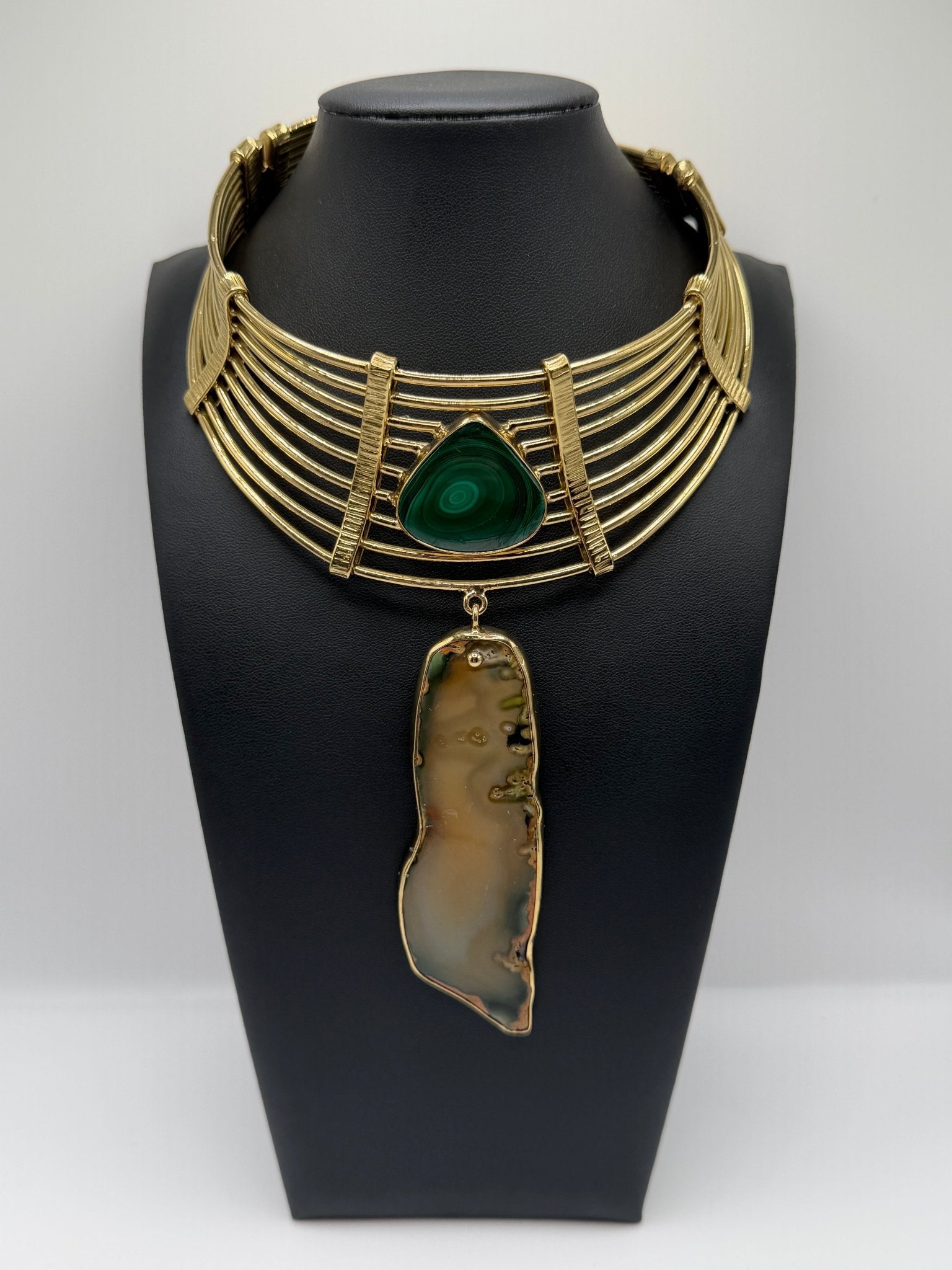 green sea bed jasper drop collar - AVA Jewelry