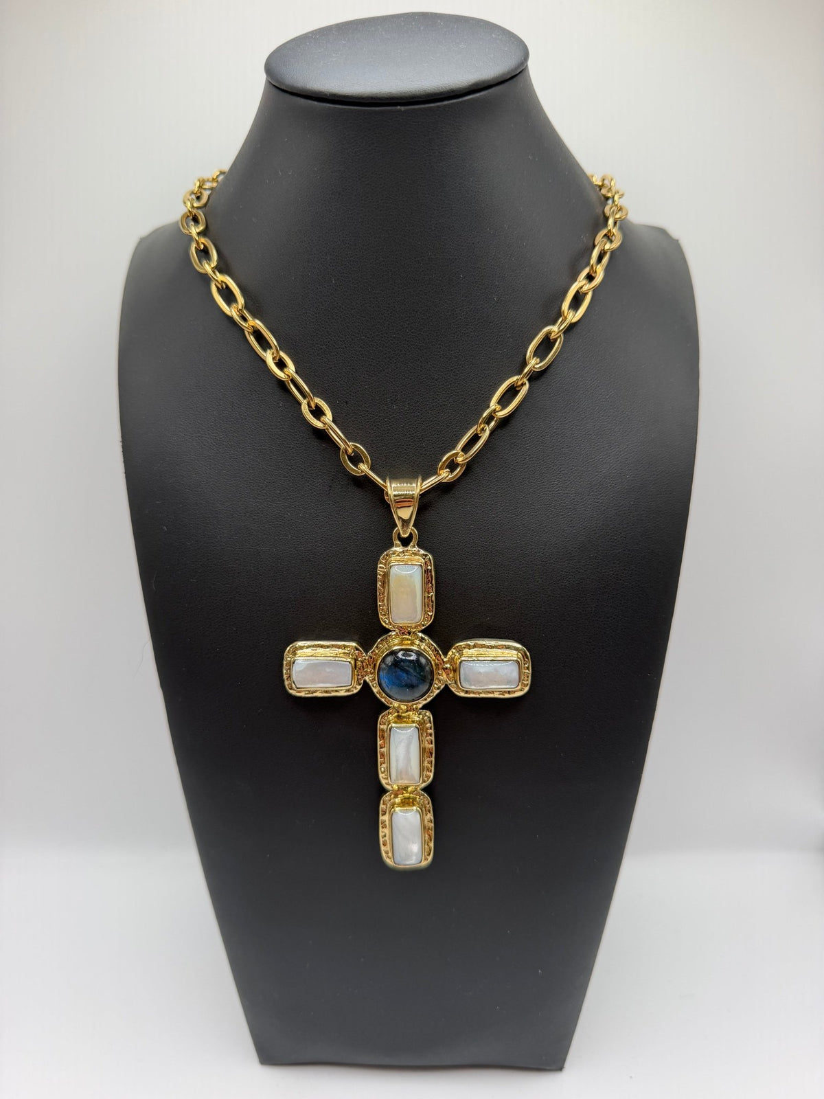Labradorite & Mother of Pearl Cross - AVA Jewelry