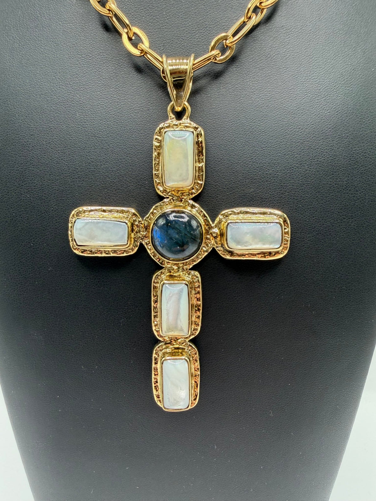 Labradorite & Mother of Pearl Cross - AVA Jewelry