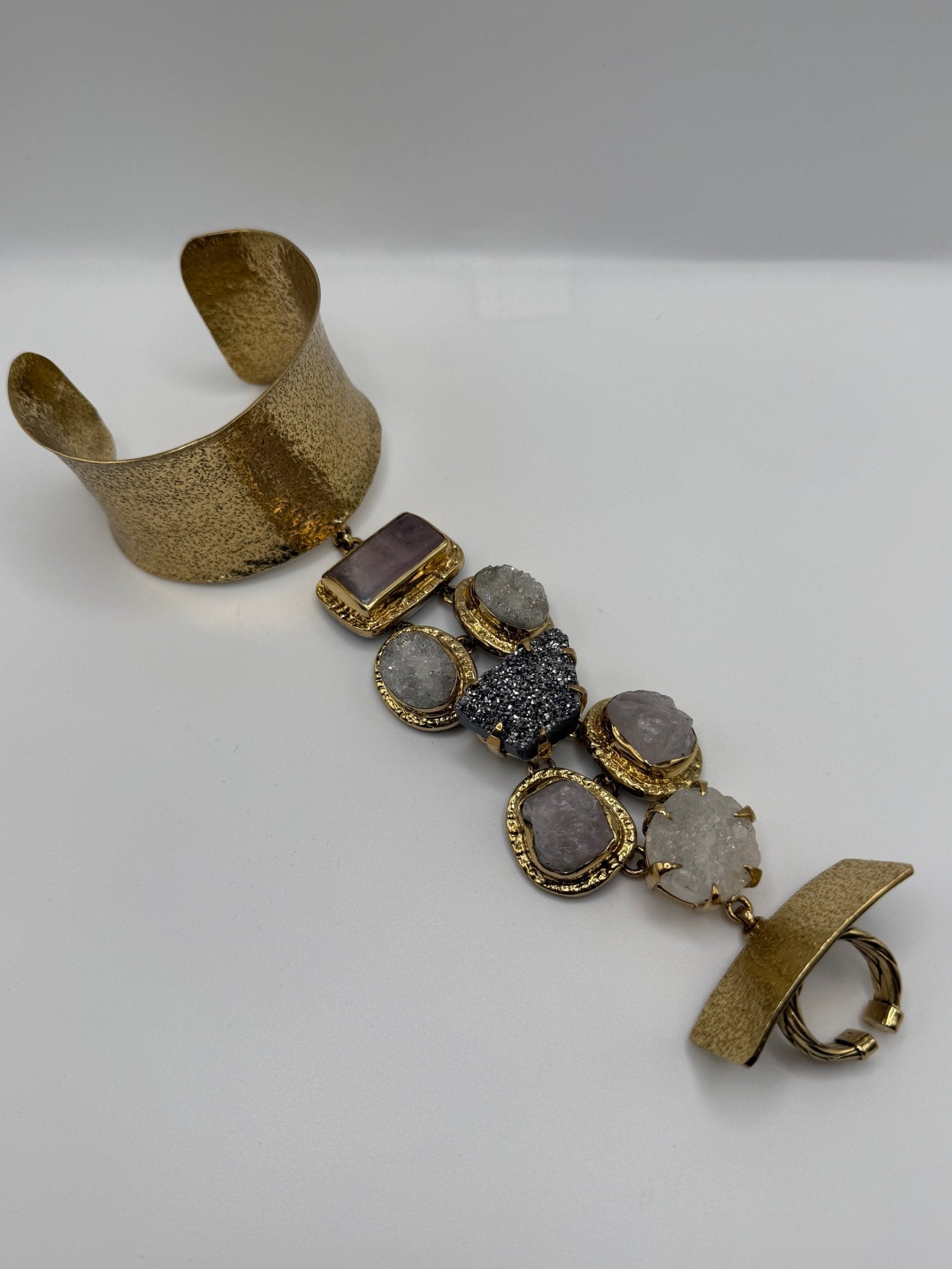 one of a kind rose hand piece - cuff and ring - AVA Jewelry