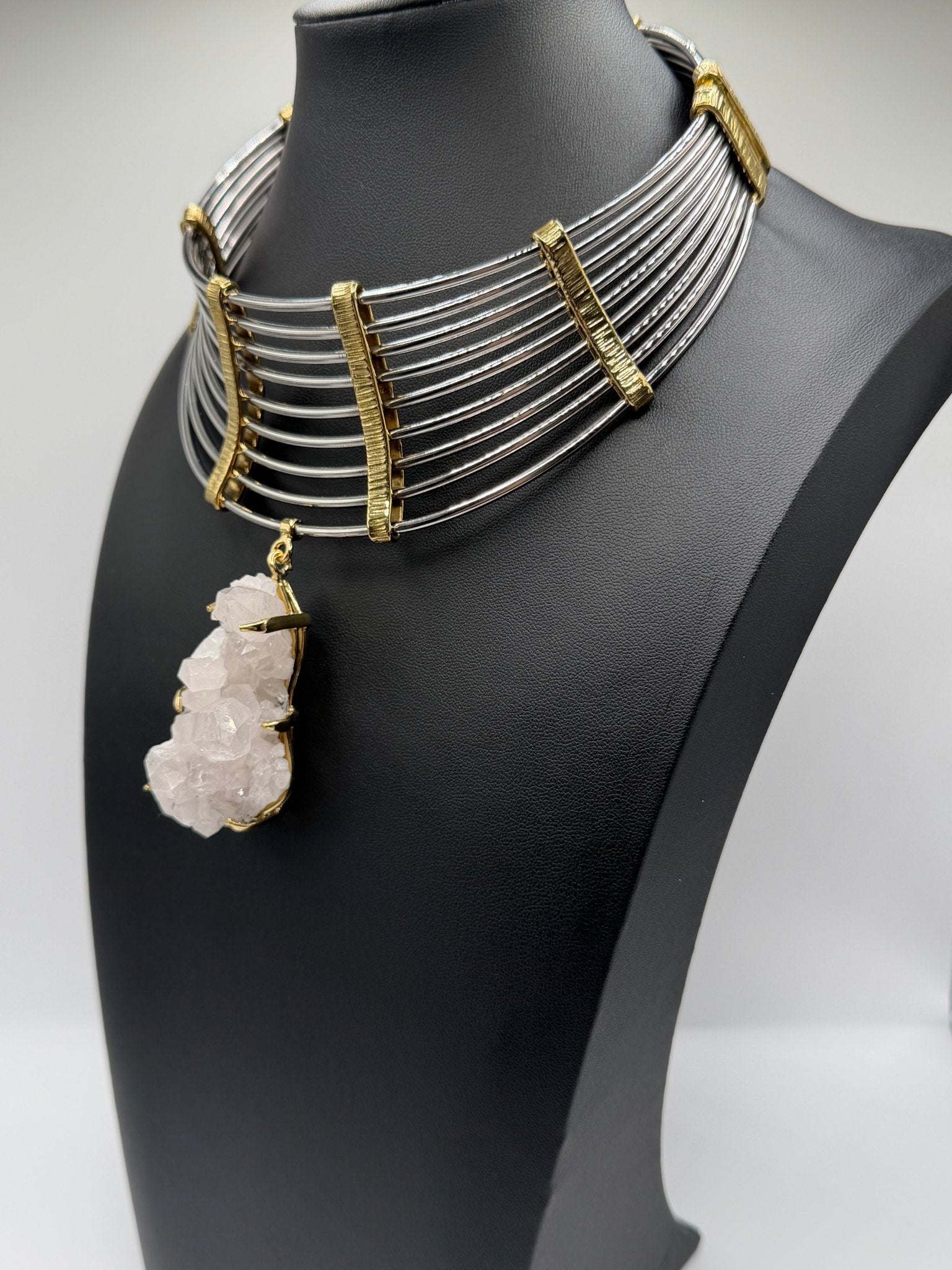 Quartz drop gladiator mixed metal - AVA Jewelry