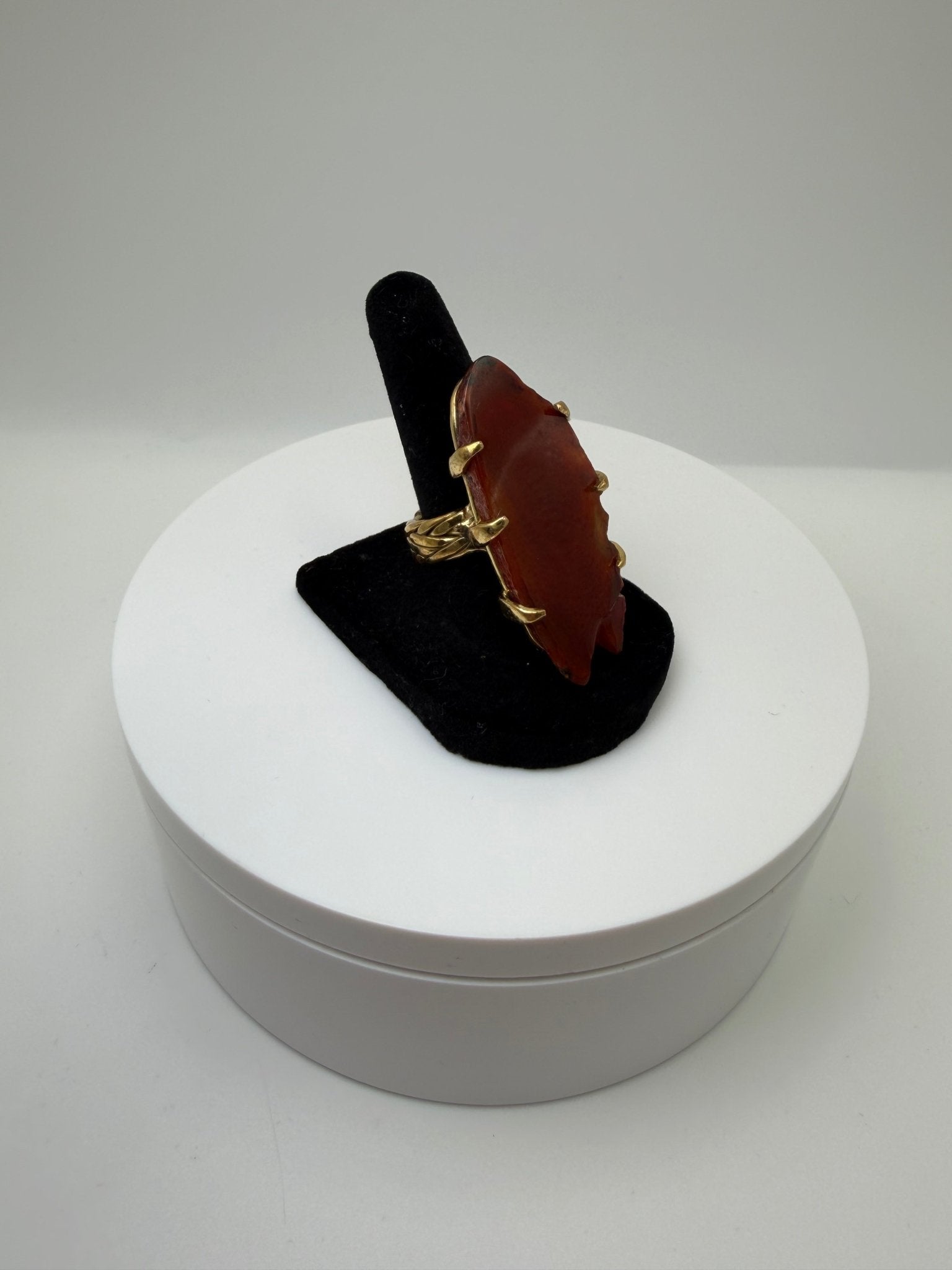 Red agate braided ring - AVA Jewelry