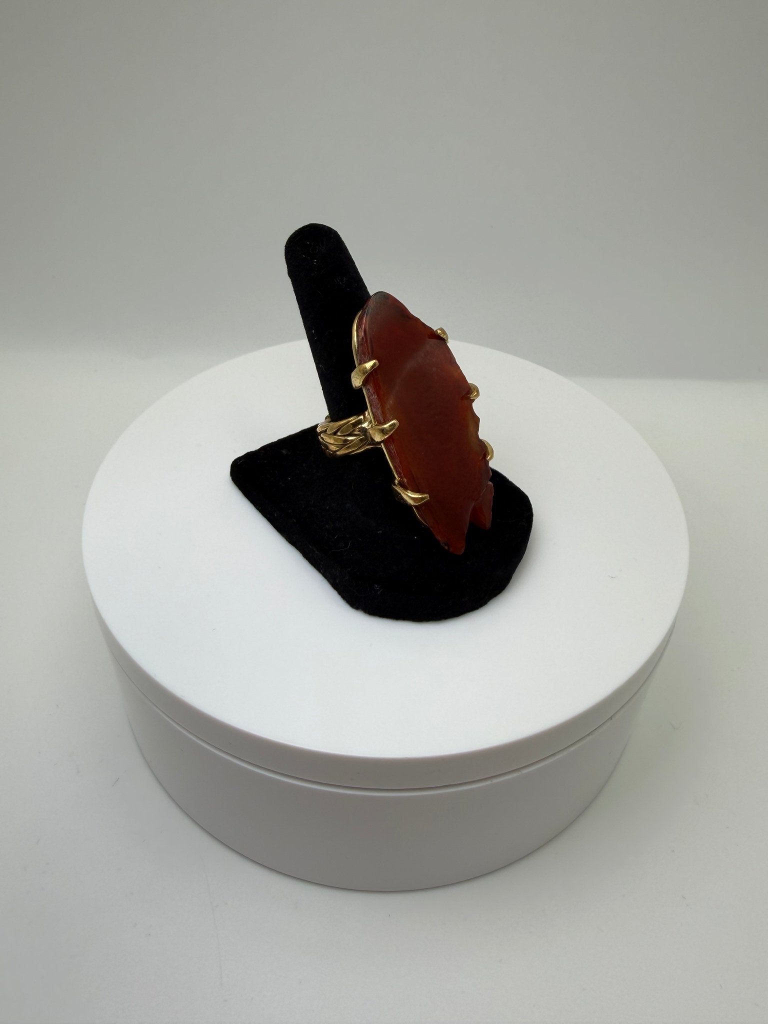 Red agate braided ring - AVA Jewelry