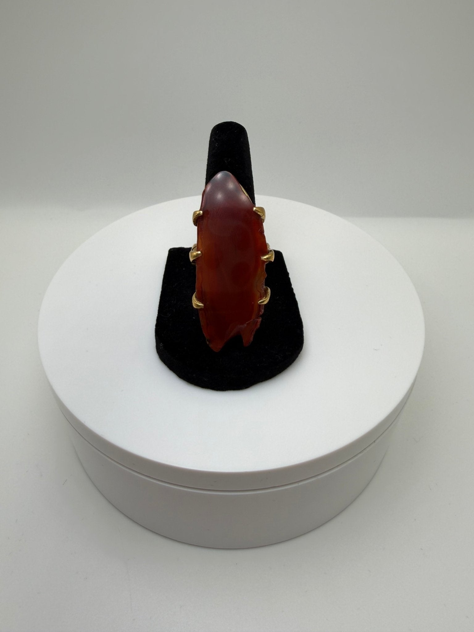 Red agate braided ring - AVA Jewelry