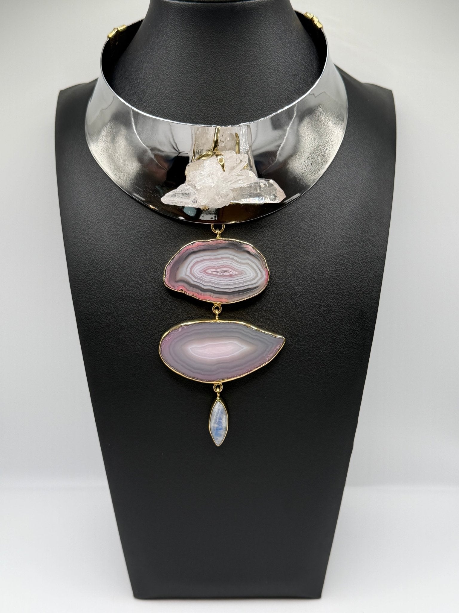 Rose quartz moonstone ascending collar - AVA Jewelry