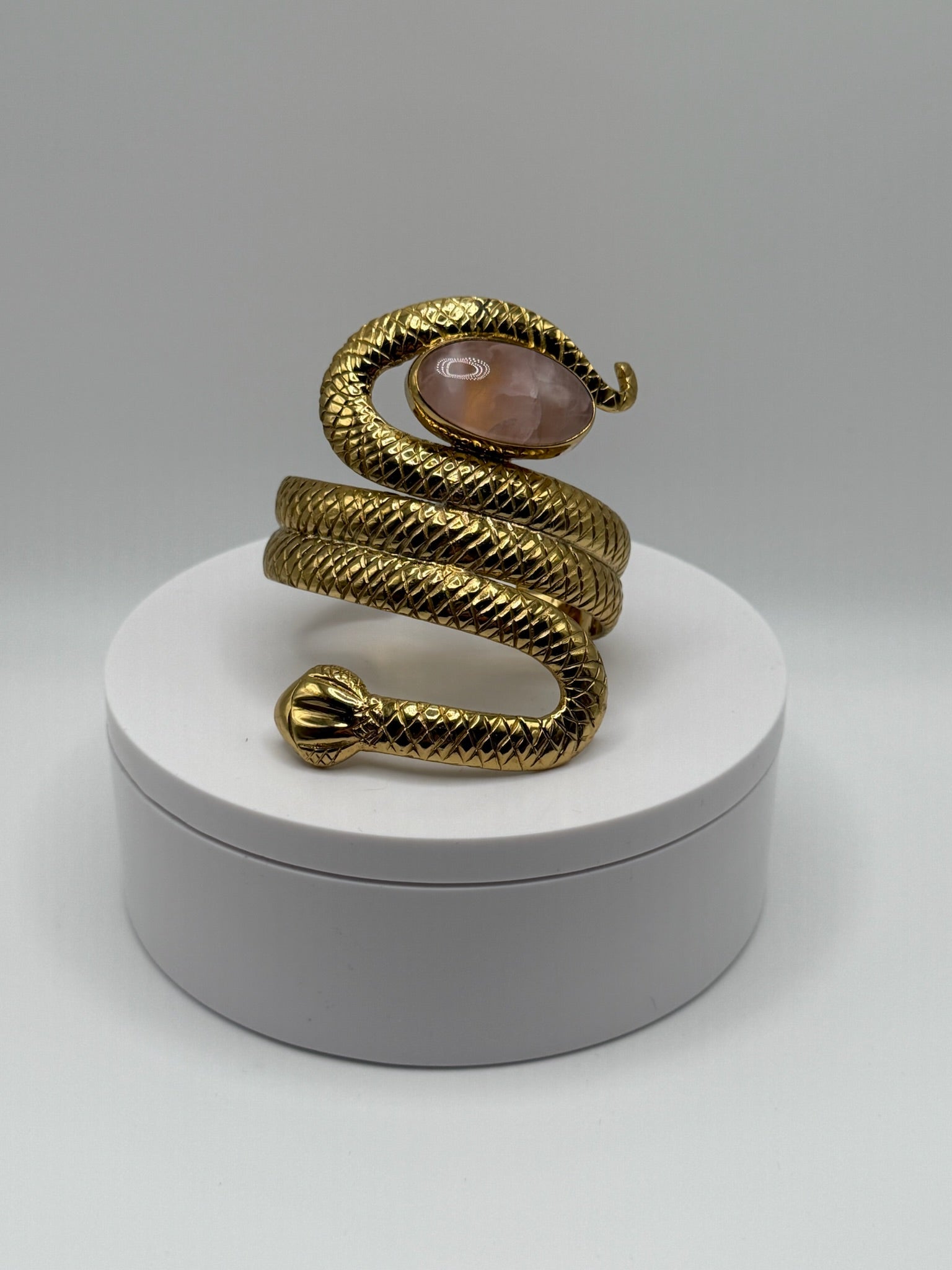 Rose Quartz Serpent Cuff - AVA Jewelry