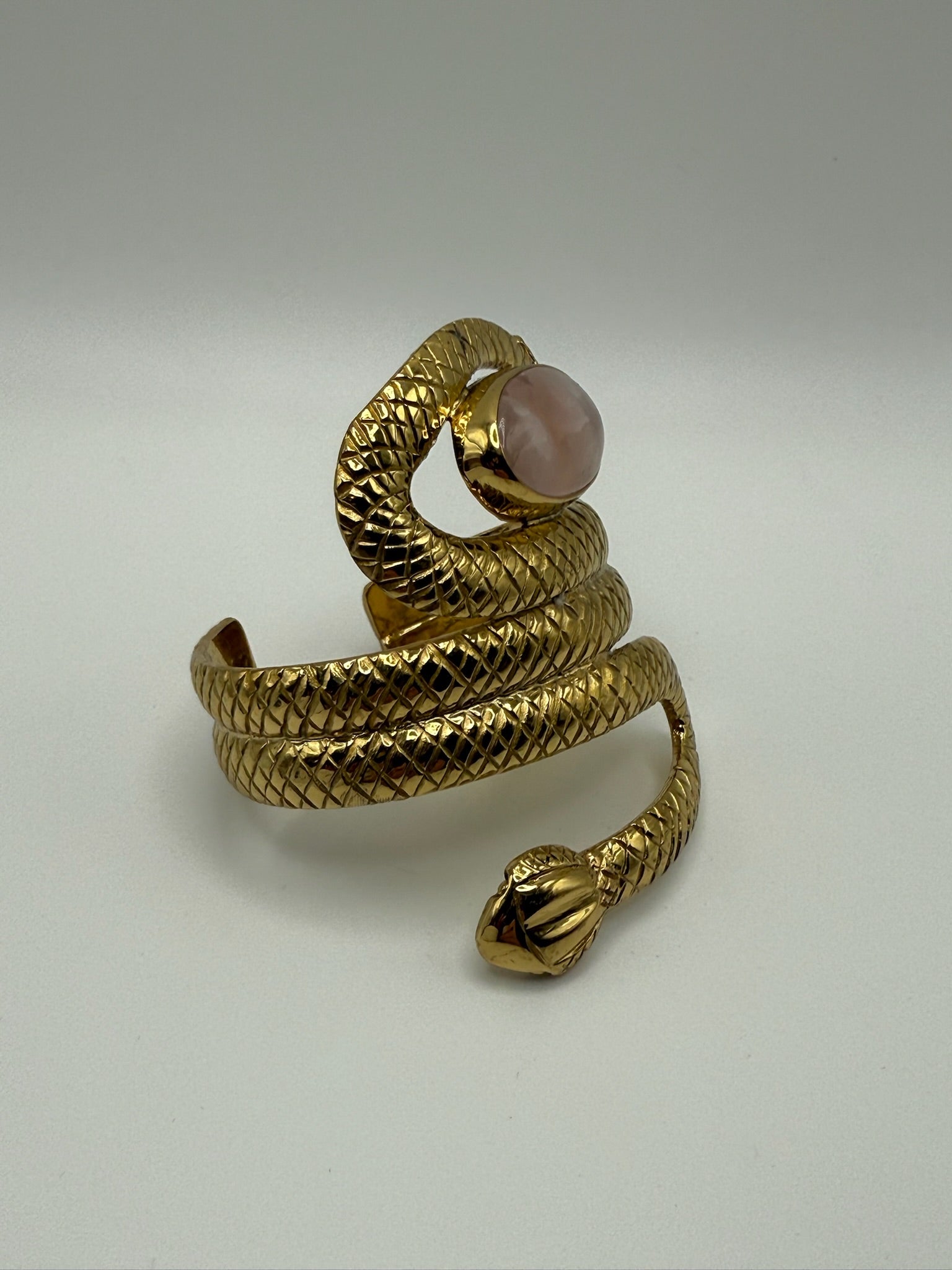 Rose Quartz Serpent Cuff - AVA Jewelry