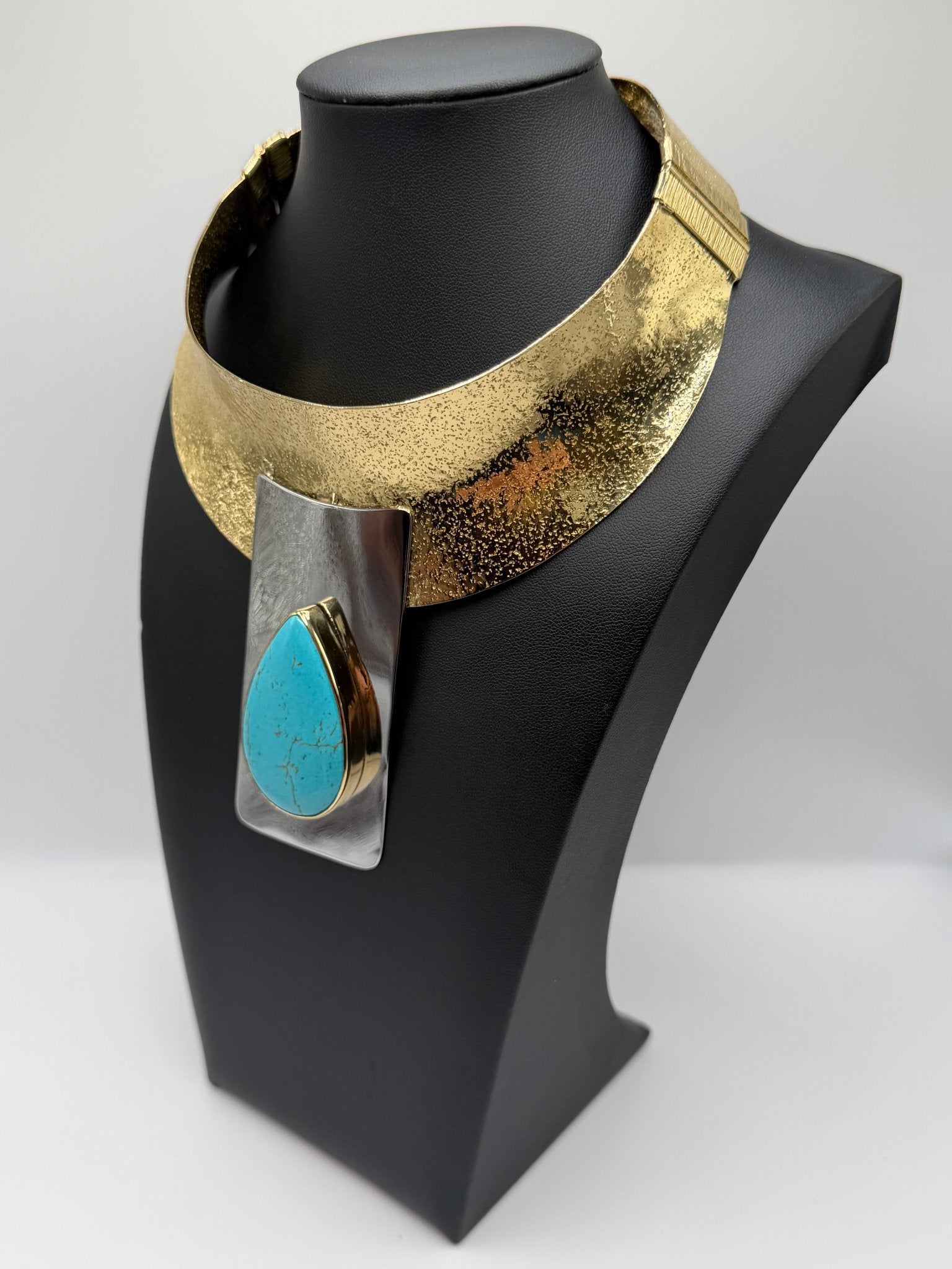 Turquoise mixed metal collar - AVA Jewelry