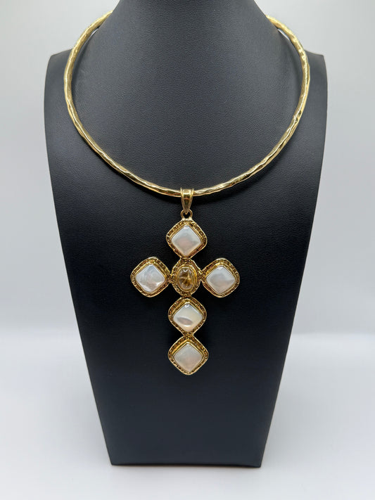 Mother of Pearl & Citrine Cross