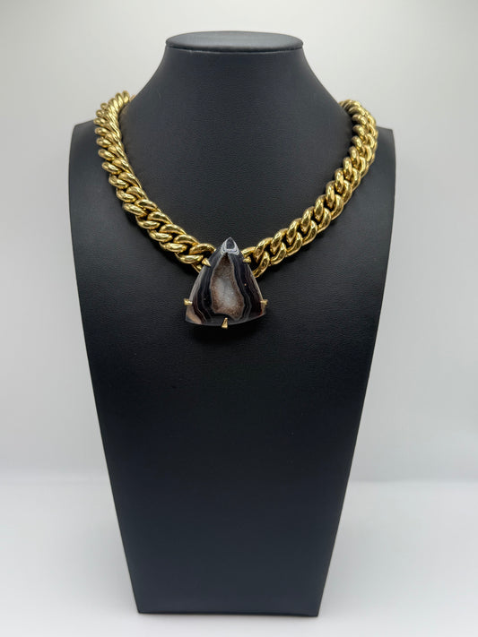 Black Agate Druzy Chain