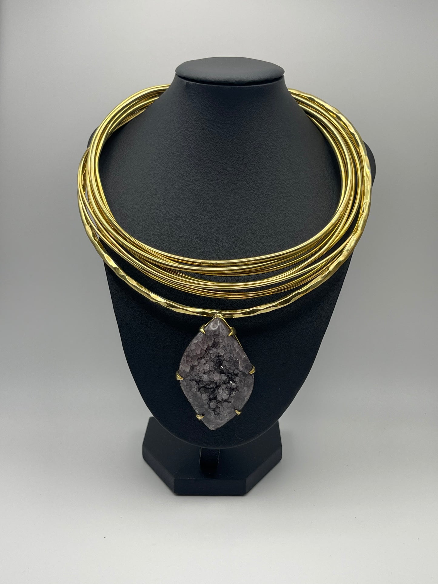 Black Agate Druzy Neckpiece (PRESALE)