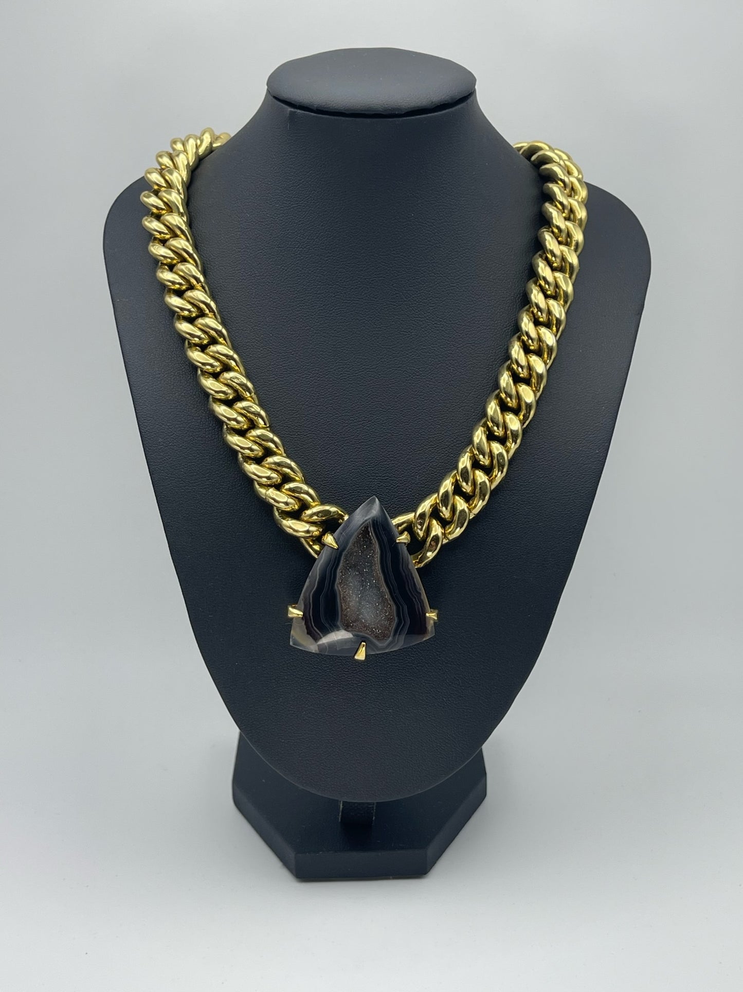 Black Agate Druzy Chain