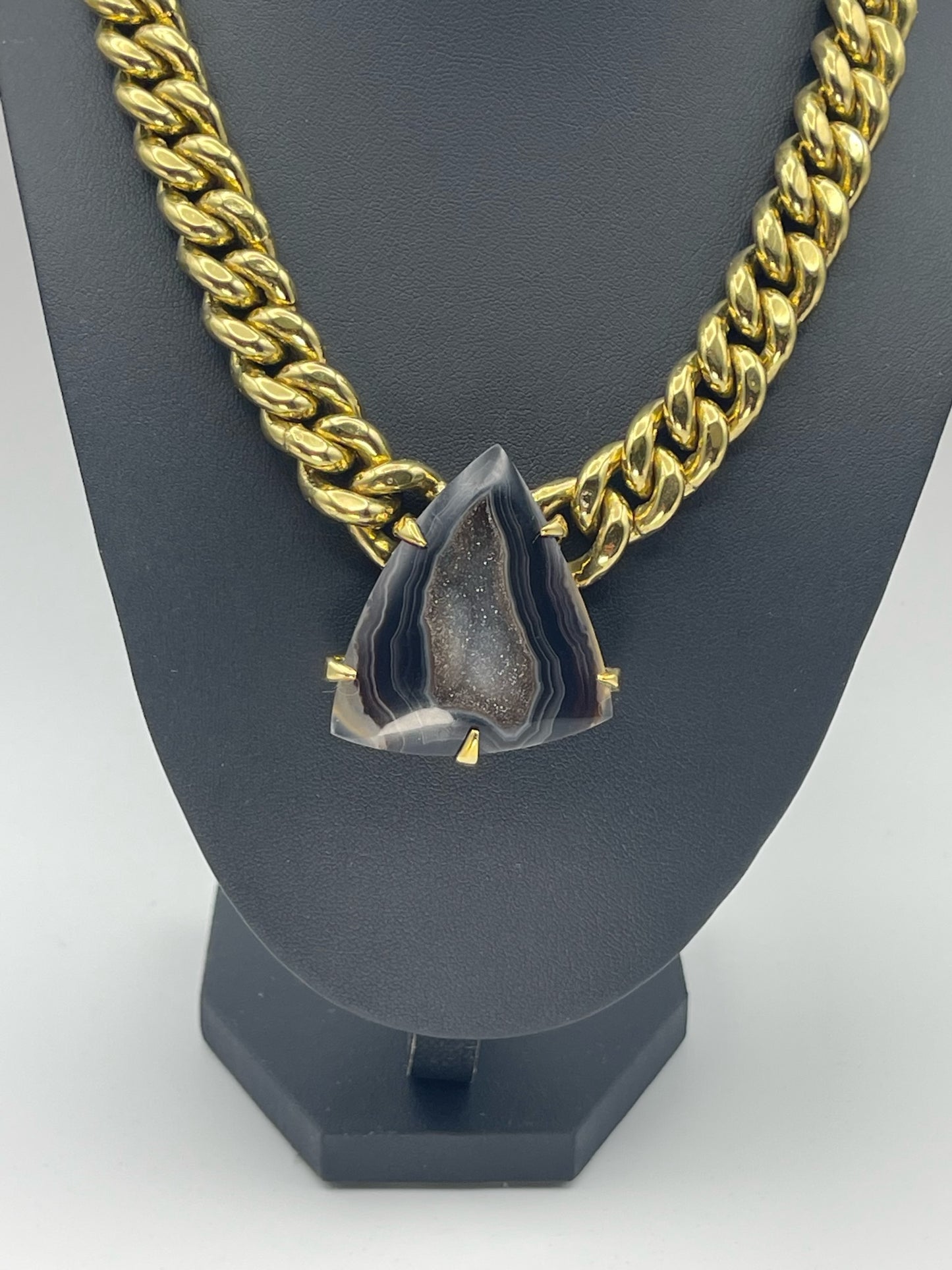 Black Agate Druzy Chain