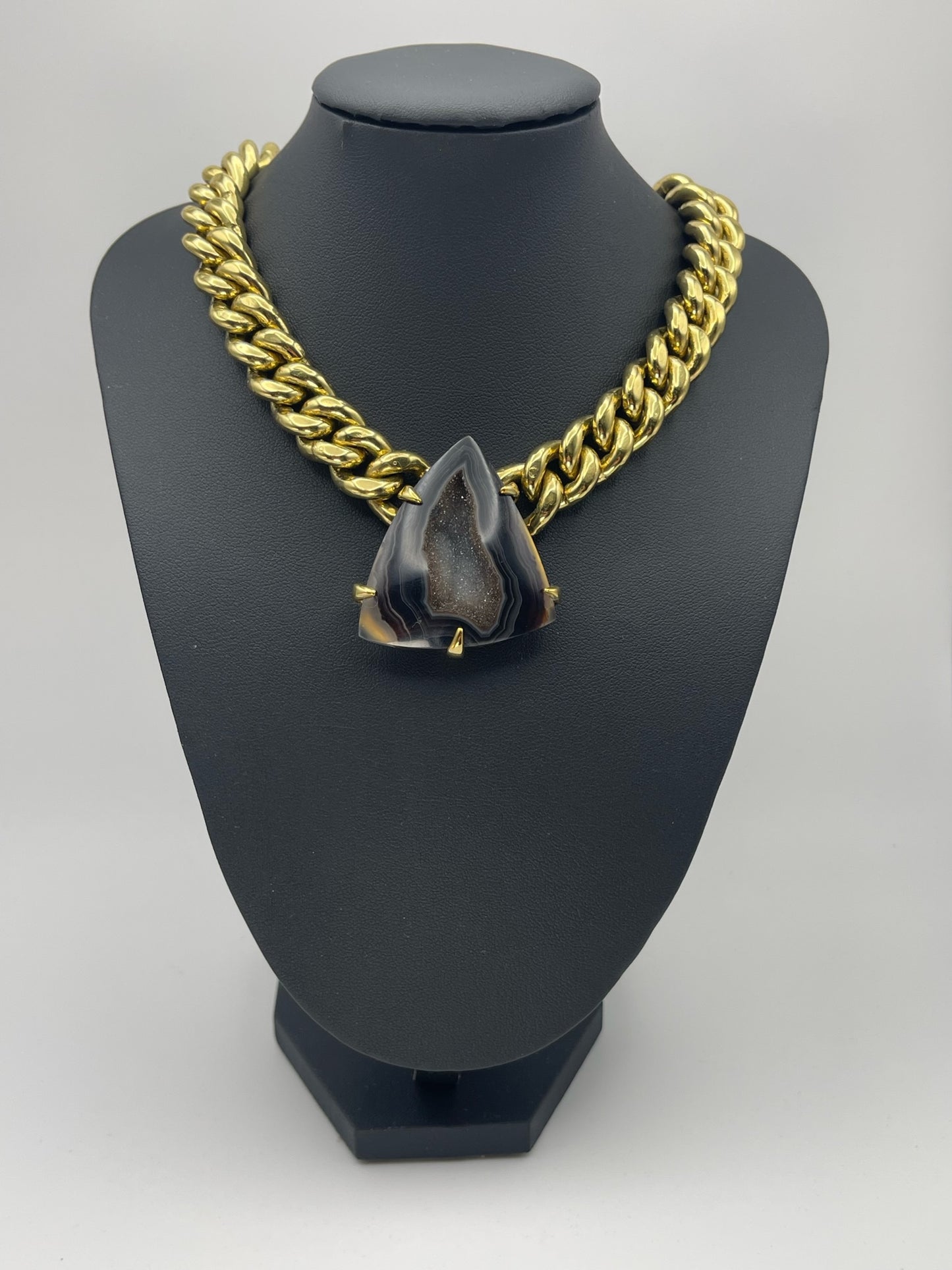 Black Agate Druzy Chain