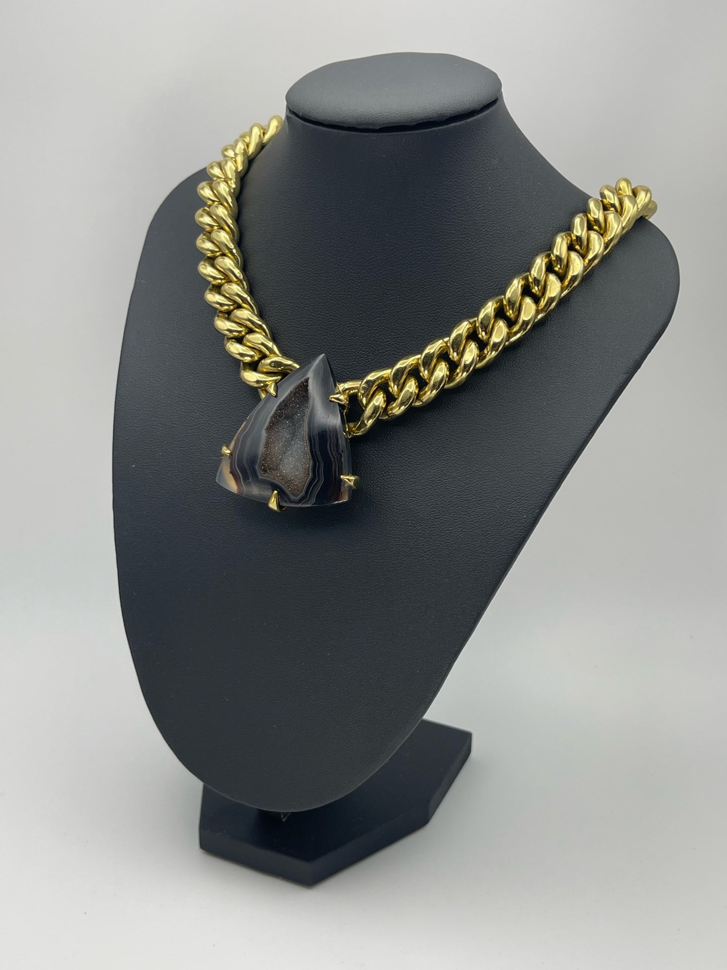 Black Agate Druzy Chain