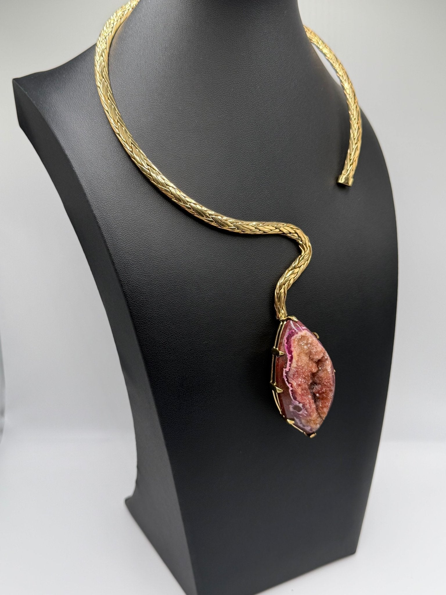 asymmetrical Pink agate druzy - AVA Jewelry