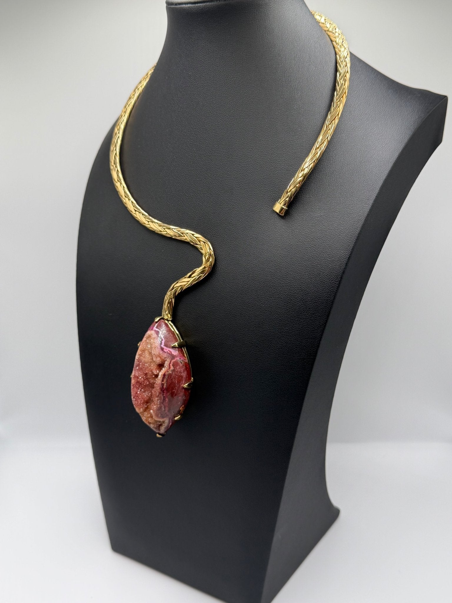 asymmetrical Pink agate druzy - AVA Jewelry