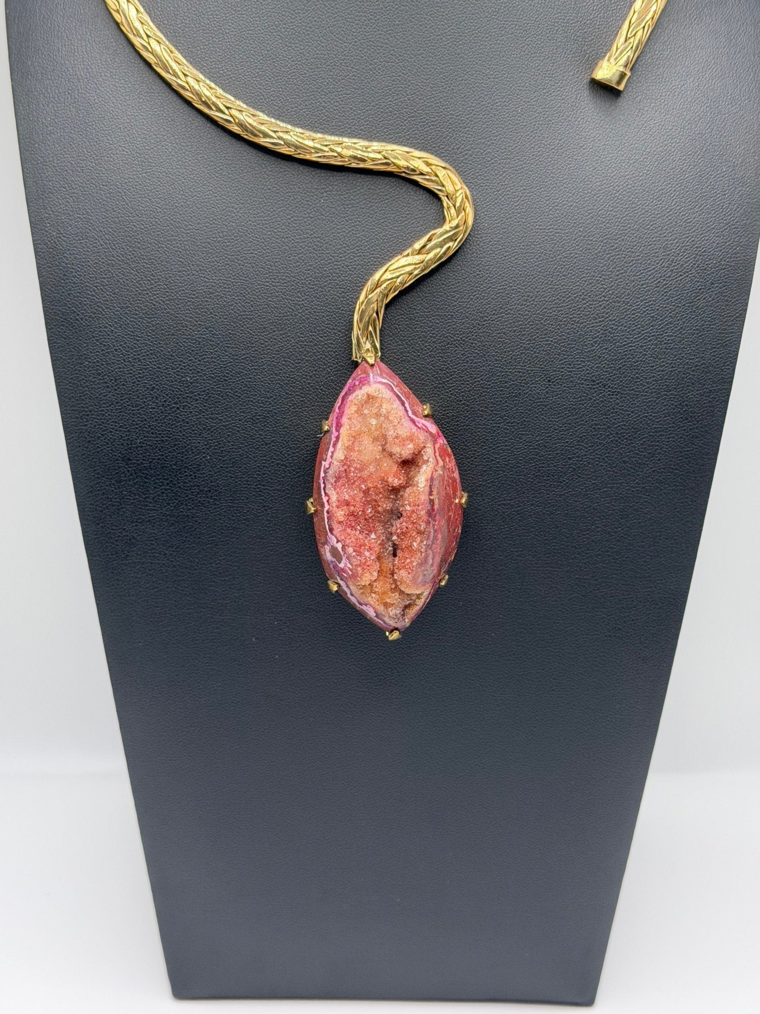 asymmetrical Pink agate druzy - AVA Jewelry