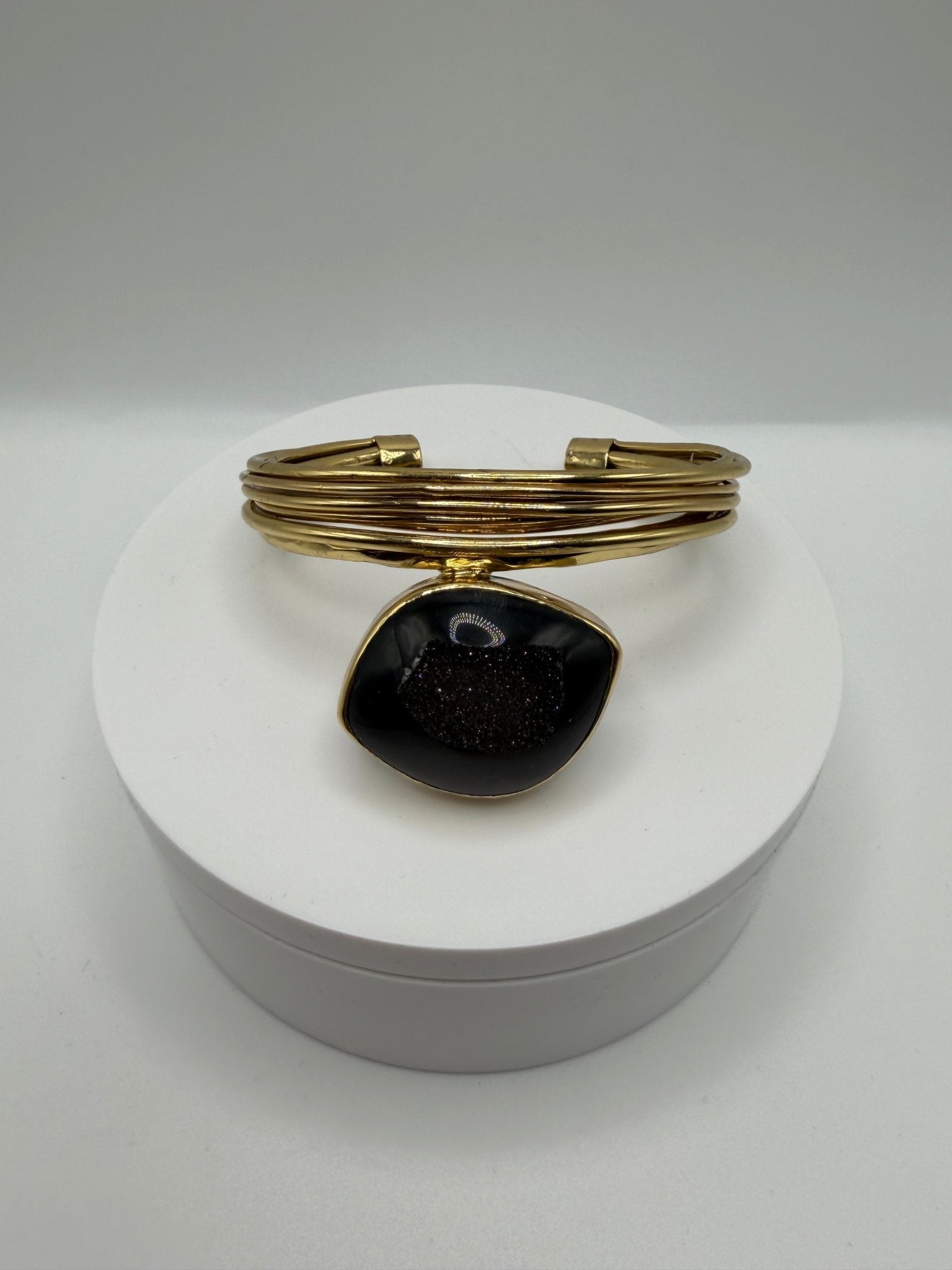 Black agate druzy bangle - AVA Jewelry