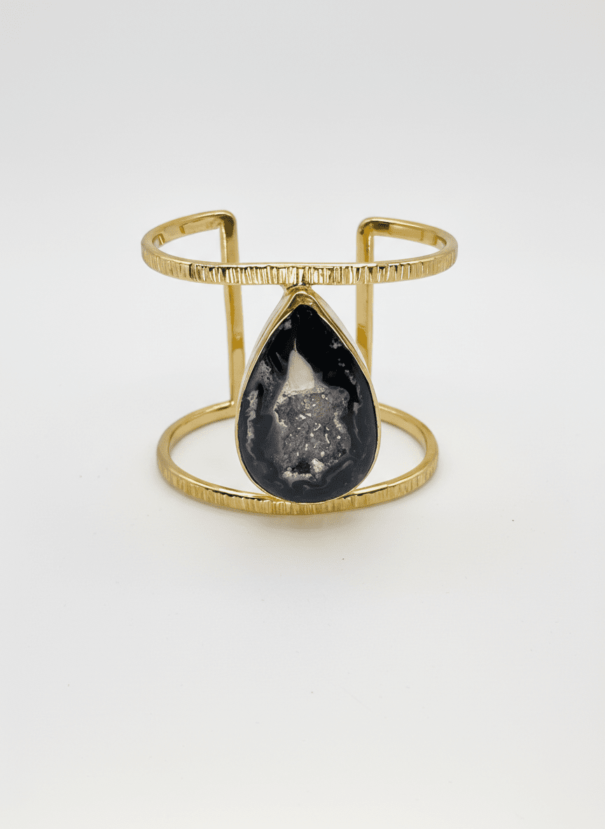 Black Agate Druzy Cuff - AVA Jewelry