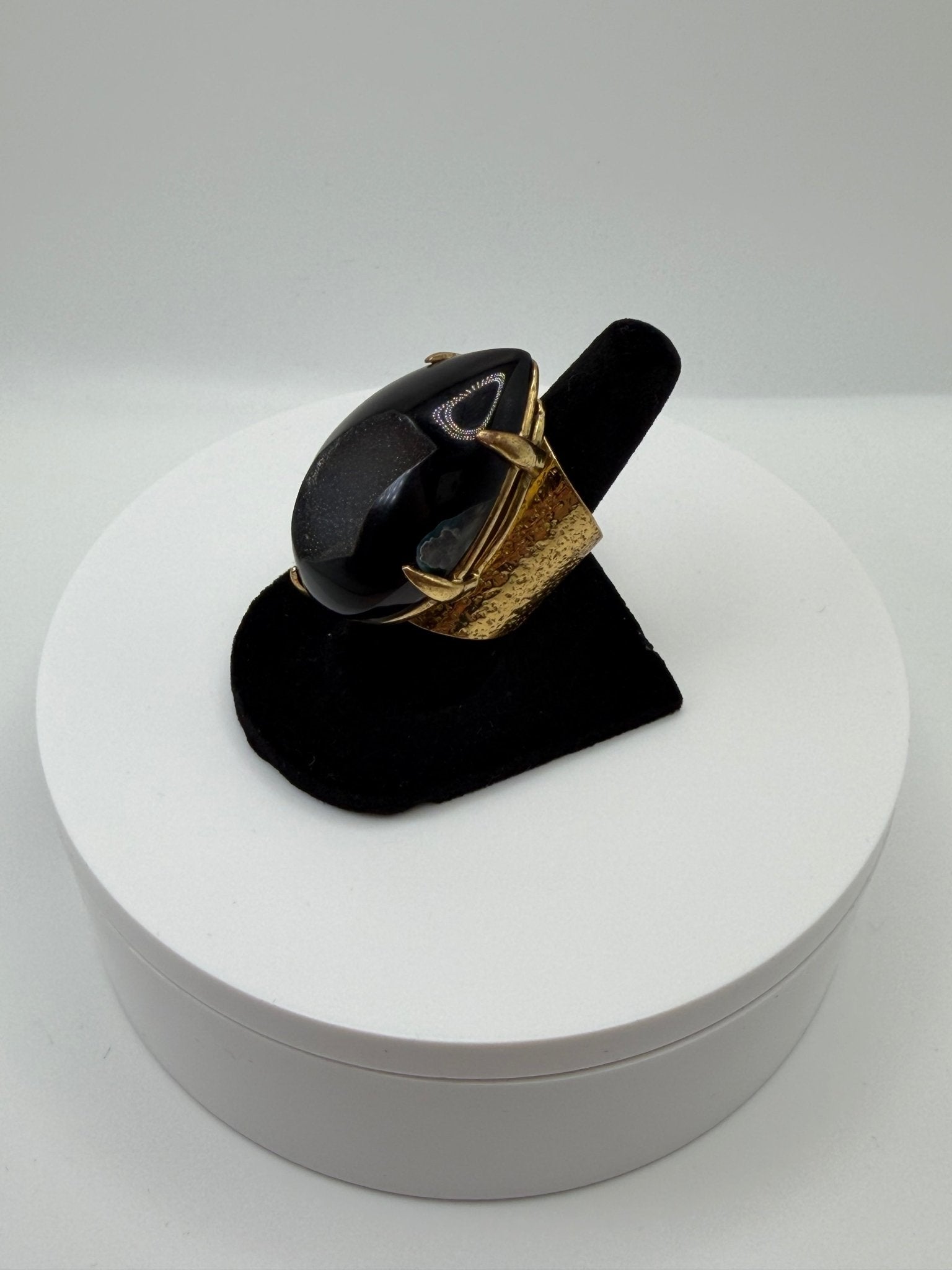 Black agate druzy ring - AVA Jewelry