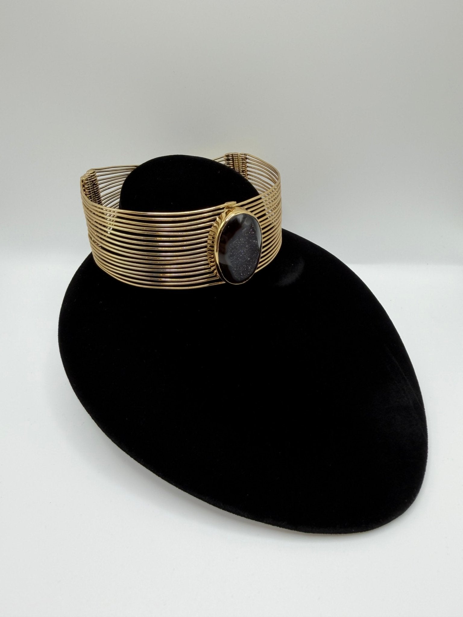 Black agate druzy wired choker - AVA Jewelry