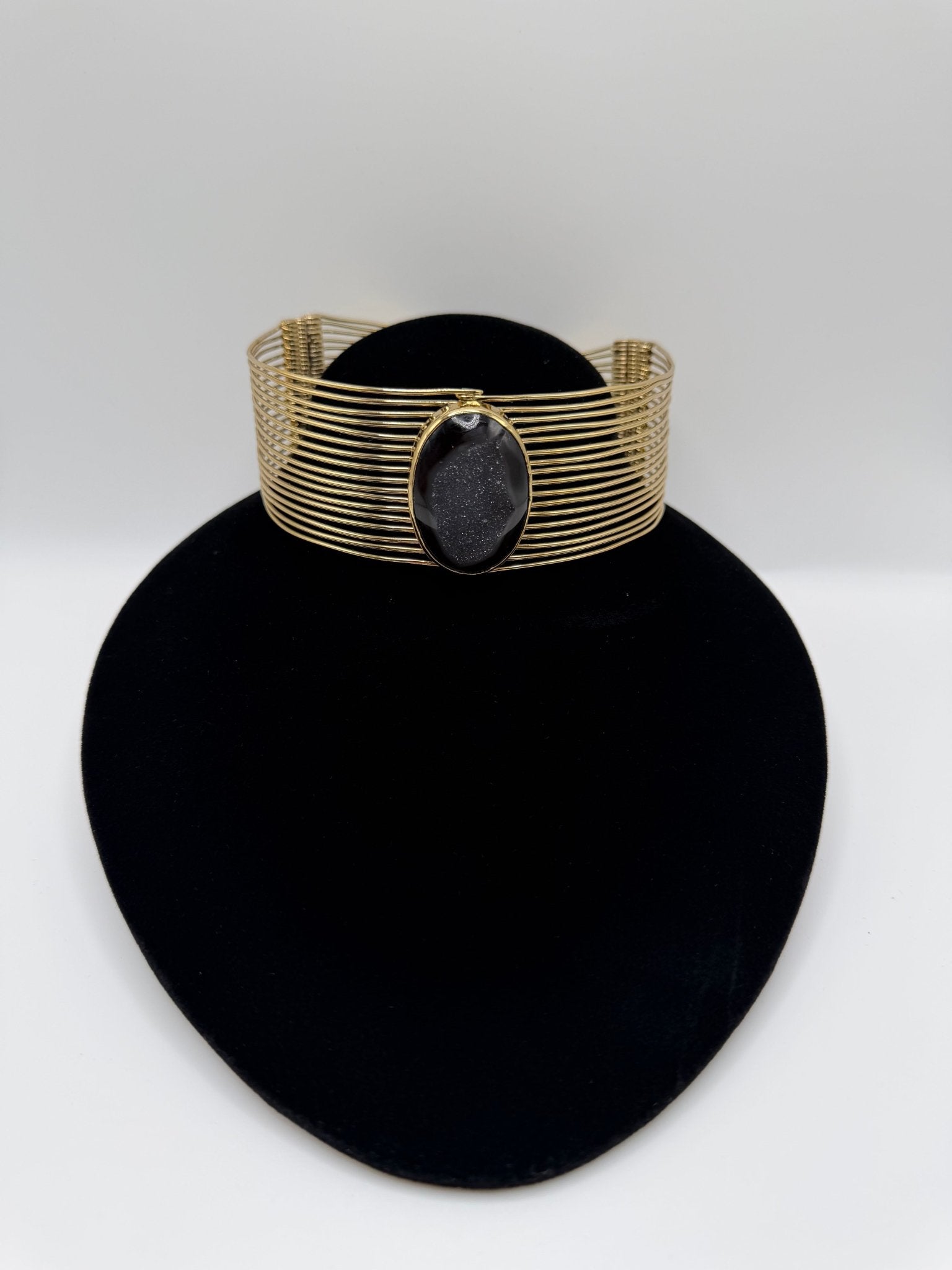 Black agate druzy wired choker - AVA Jewelry