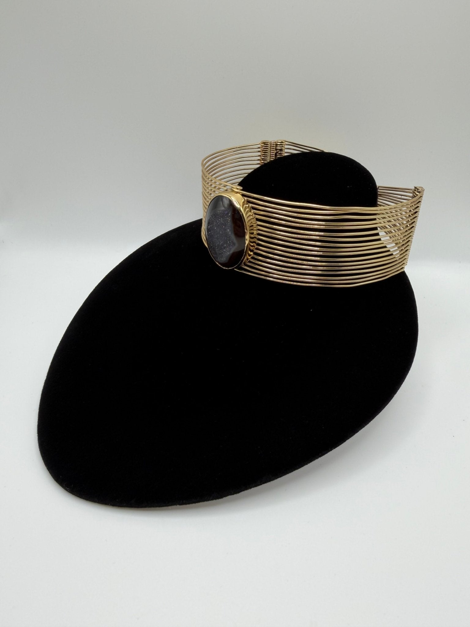 Black agate druzy wired choker - AVA Jewelry