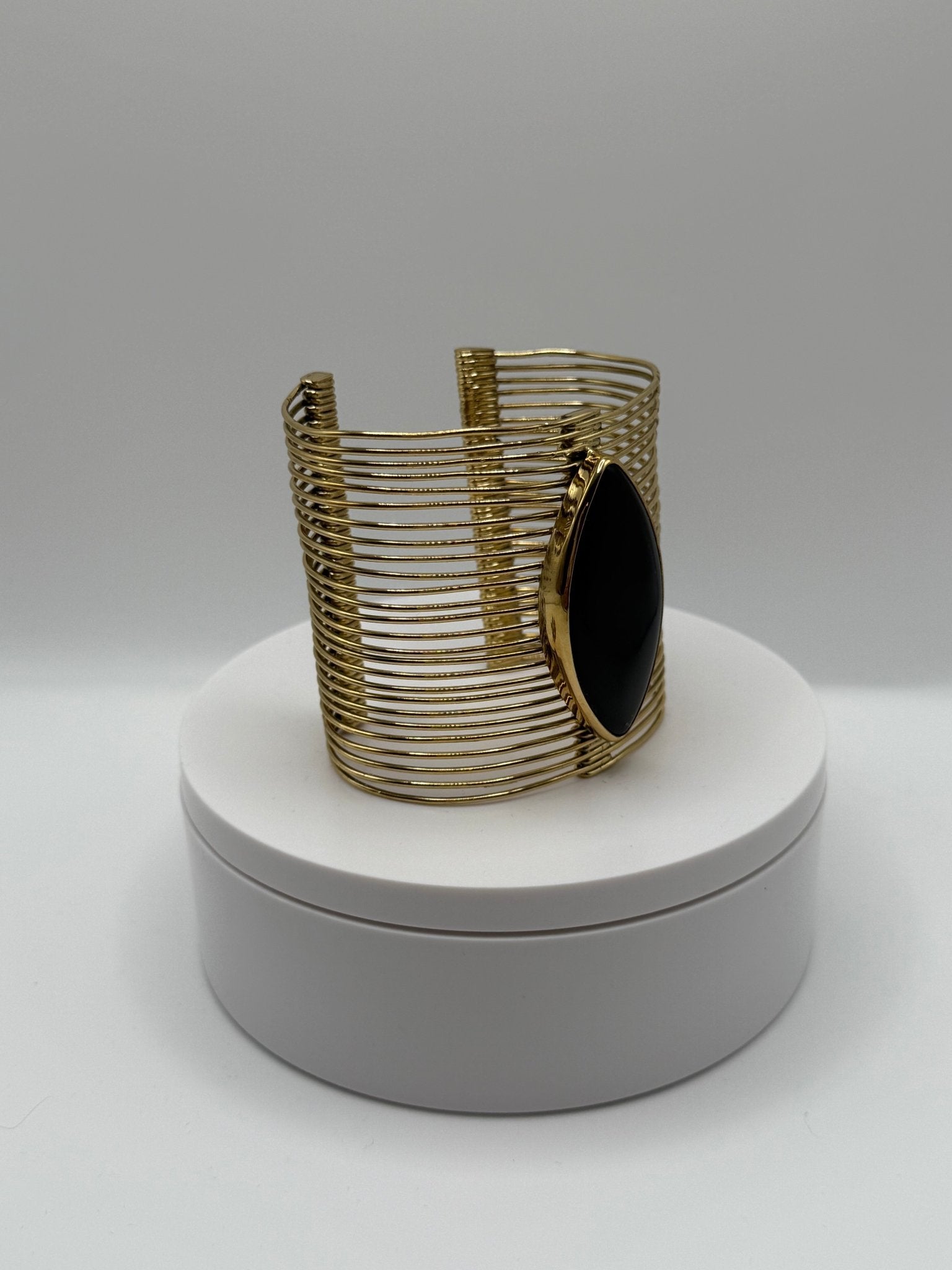 Black Agate Wire Cuff - AVA Jewelry