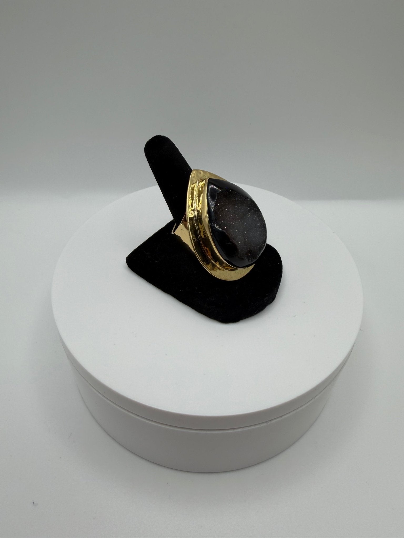 Black Druzy Framed Ring - AVA Jewelry