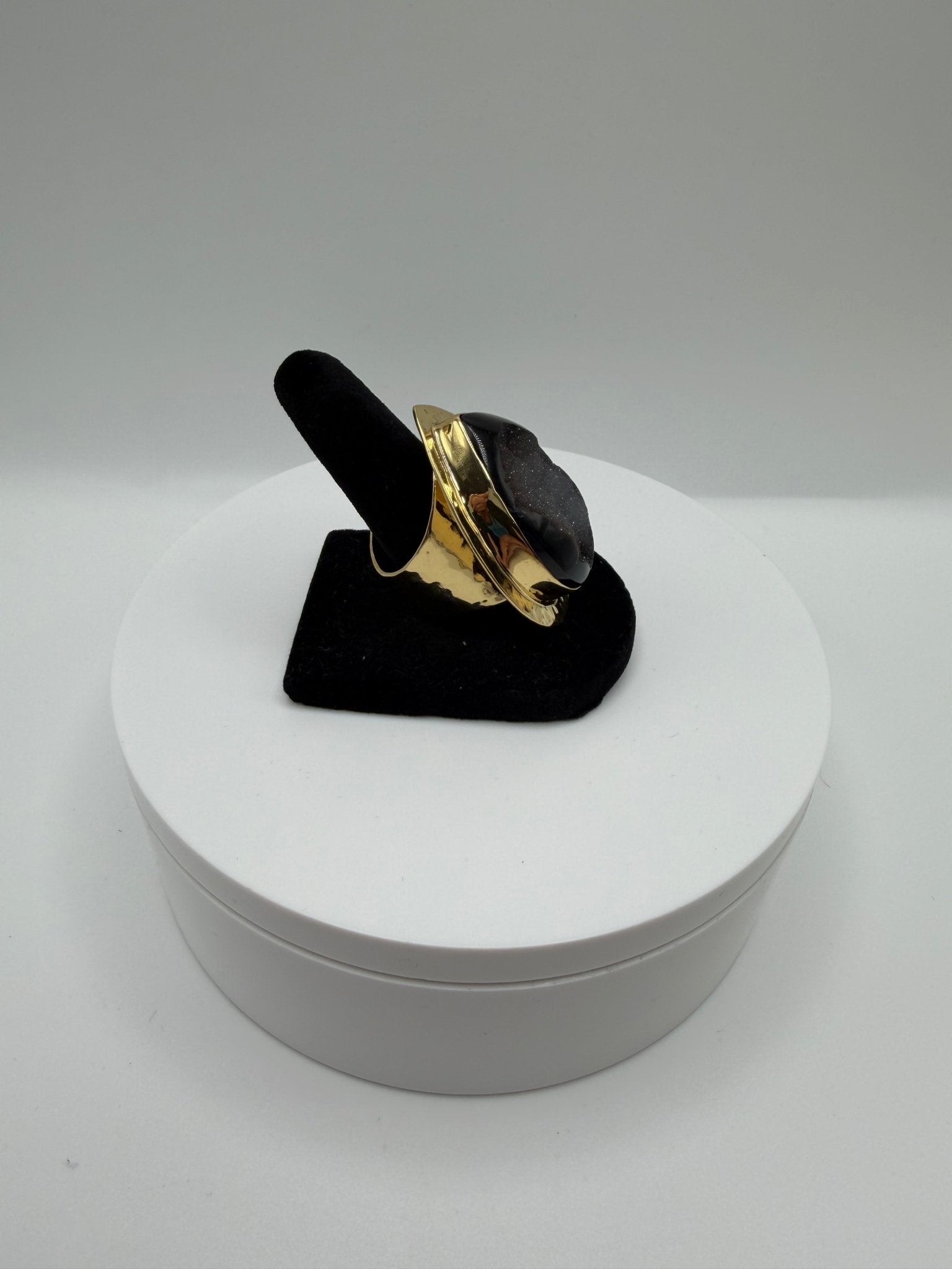 Black Druzy Framed Ring - AVA Jewelry