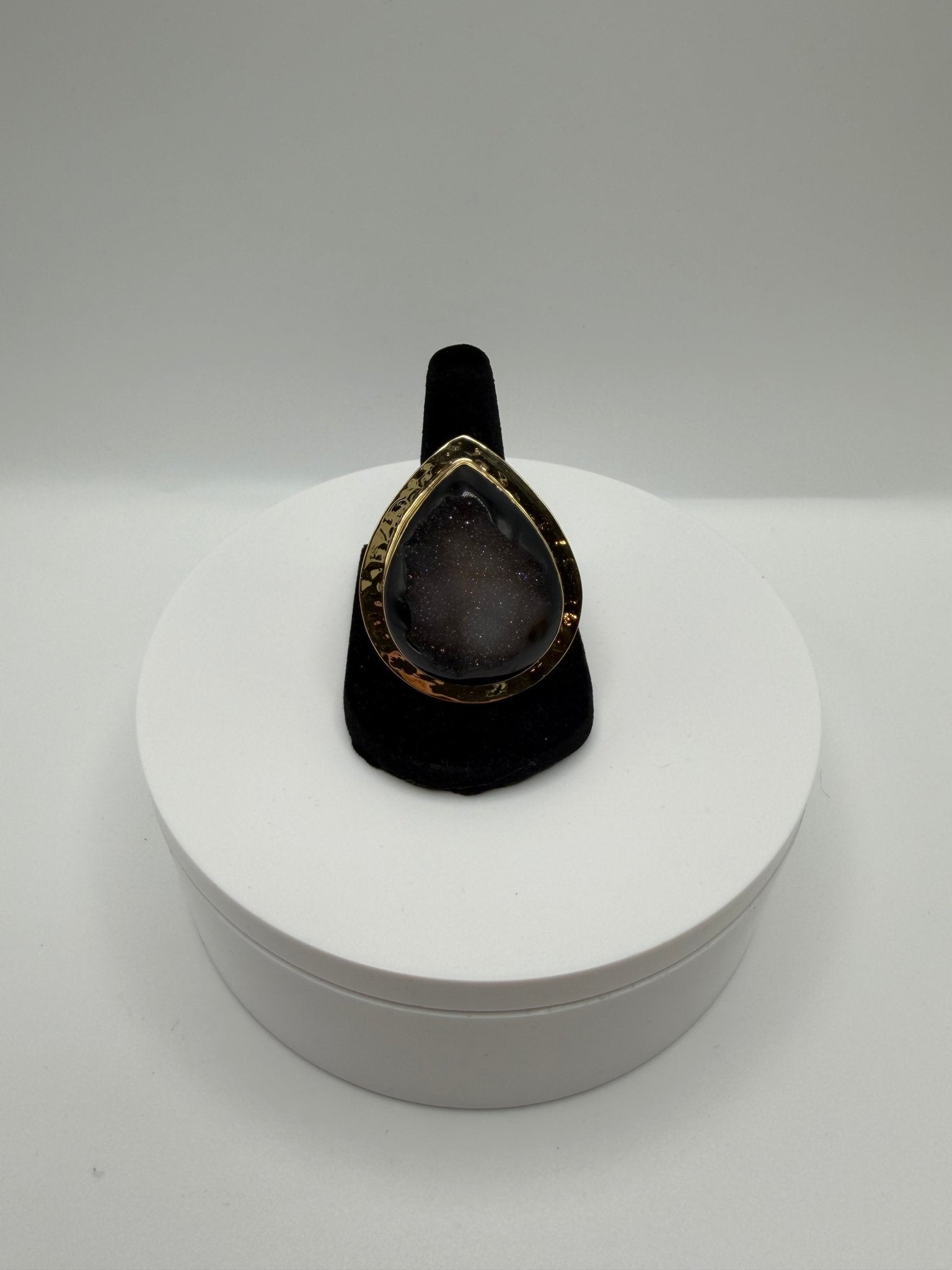 Black Druzy Framed Ring - AVA Jewelry