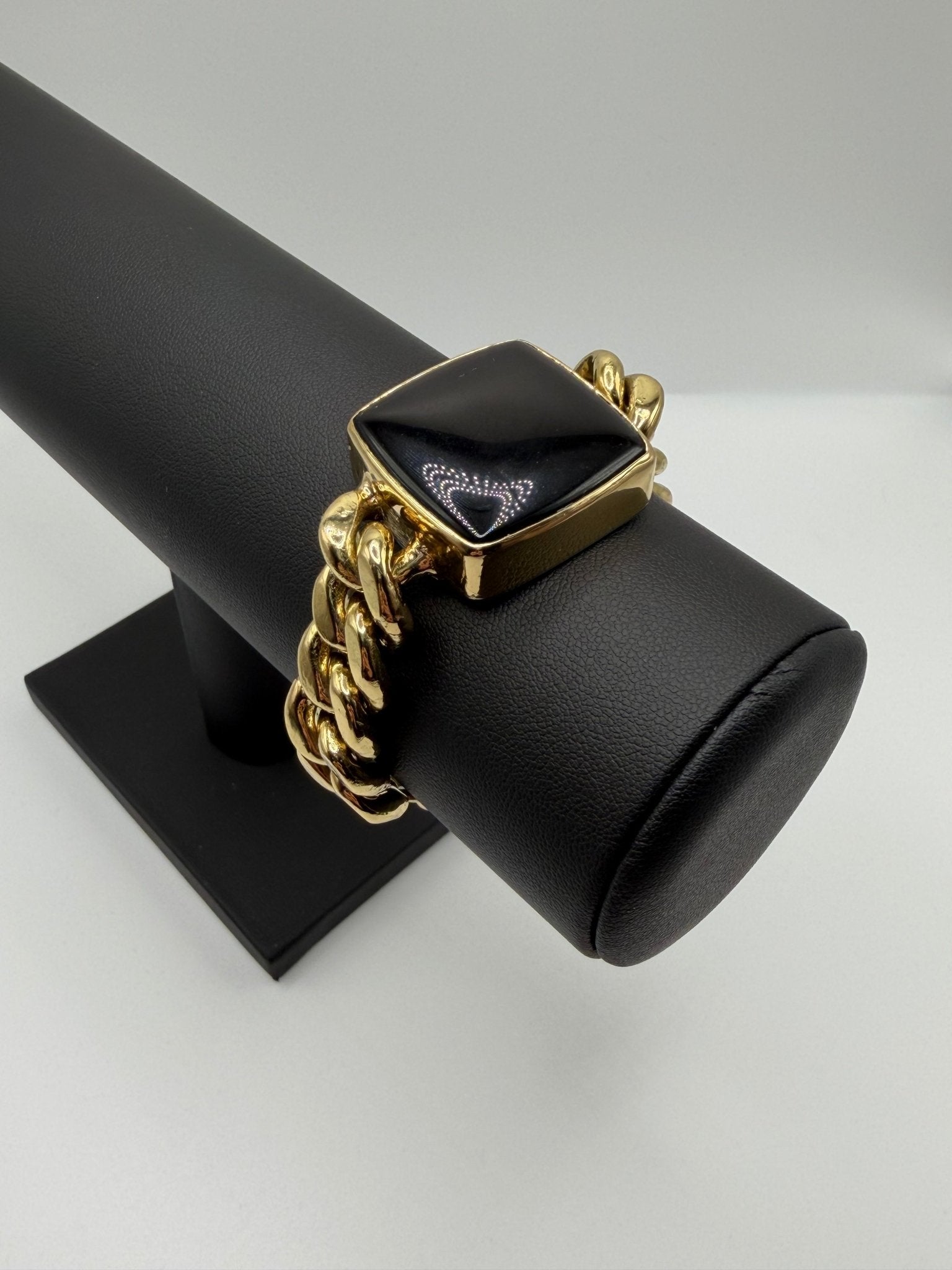 Black obsidian Square Chain Bracelet - AVA Jewelry